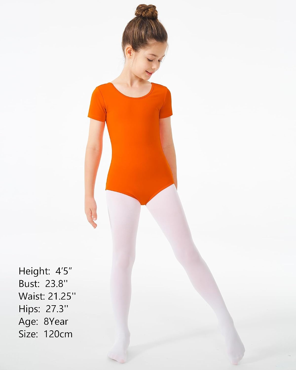 Stelle Girls Cotton Ballet Dance Leotard with Bow Back for Dance Class | Cotton, Soft stretch fabric, Breathable, Comfort fit, Leotard for girls, Toddler, Ballet class, Gymnastics, Dance recital(1-orange)