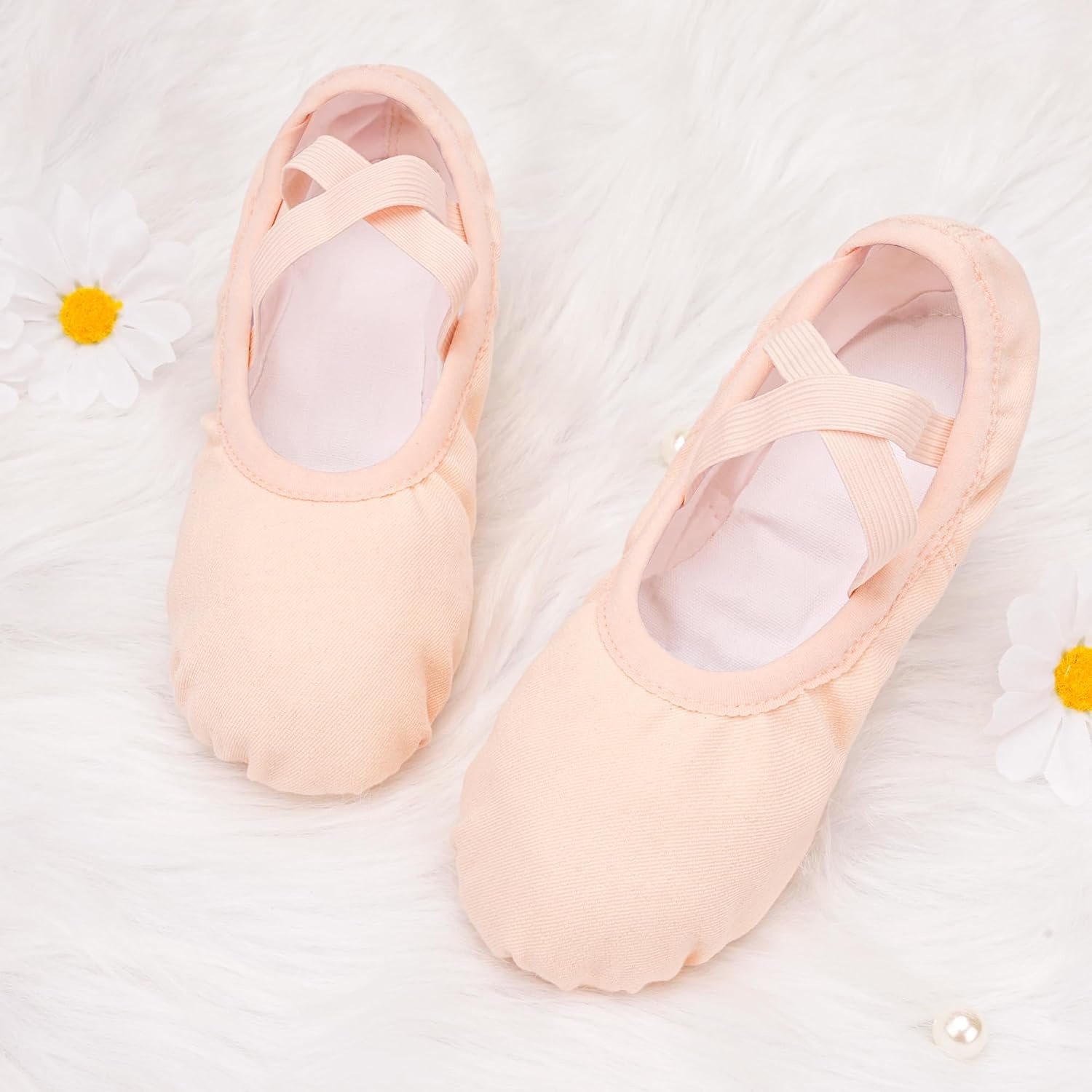 STELLE Ballet Shoes for Women Highly Stretch Canvas Dance Slipper Yoga Shoes for Girls/Adults(Ballet Pink)