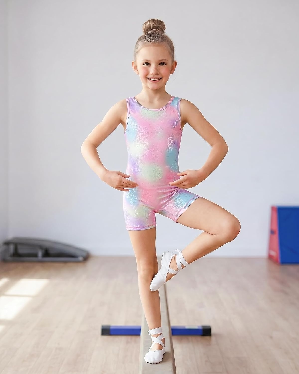 Stelle Gymnastics Leotards for Girls Unitards Biketards Tumbling Outfits(Rainbow Mist)