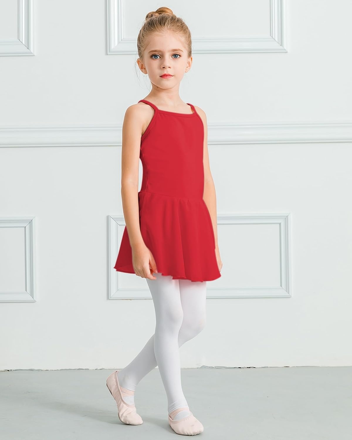 Stelle Toddler Ballet Leotards for Girls,Dance Leotard for Girls,Camisole Toddler Ballet Outfit for Studio Outdoor Daily Wear(Style 1-red)