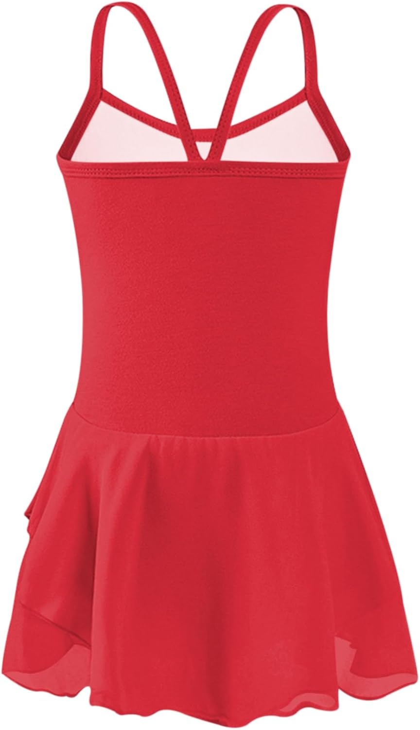 Stelle Toddler Ballet Leotards for Girls,Dance Leotard for Girls,Camisole Toddler Ballet Outfit for Studio Outdoor Daily Wear(Style 1-red)