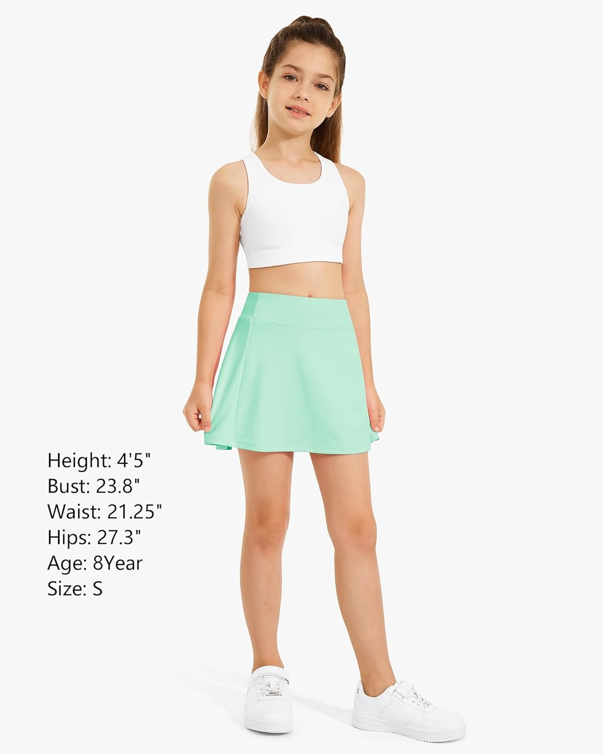 Stelle Girls Tennis Skirts with Pockets Athletic Skorts Inner Shorts High Waisted Sports Golf Running Skirt(Mint Green)