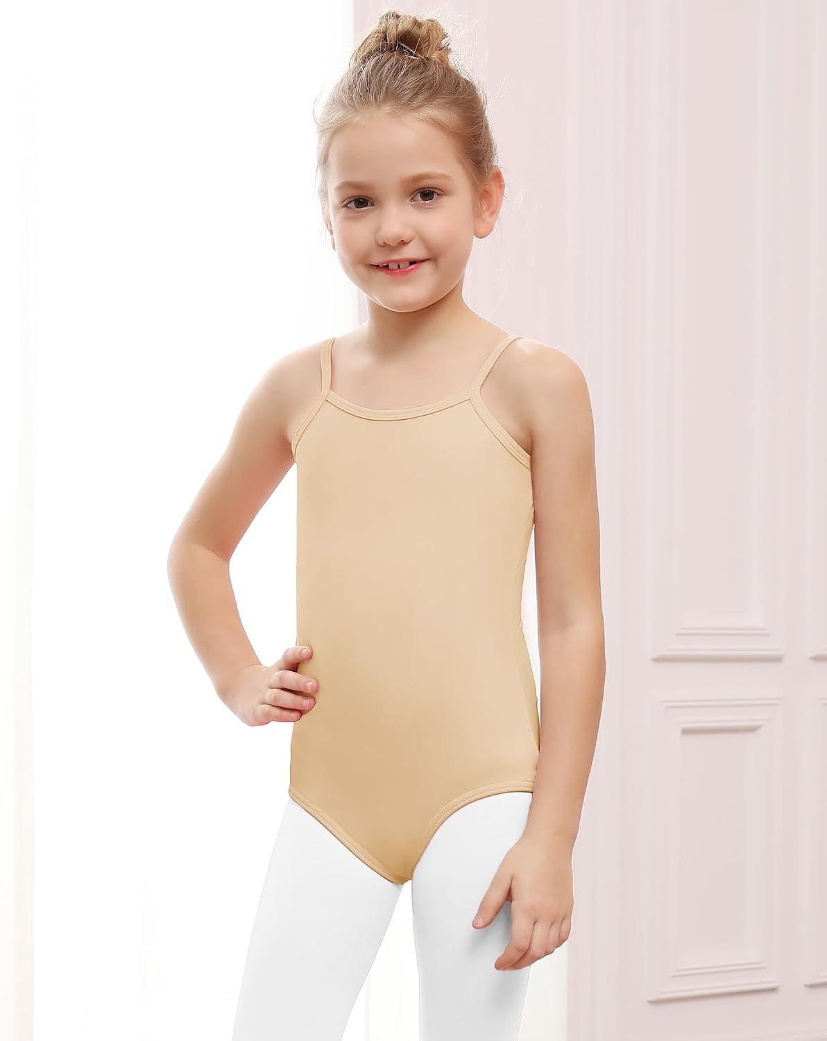 Stelle Gymnastics Leotards for Girls Camisole Ballet Tumbling Outfits 2-16Y | Adjustable straps, Stretch fabric, Comfortable fit, Skin-friendly, Gymnastics & Ballet, Toddler dancewear, Kids bodysuit(Nude)
