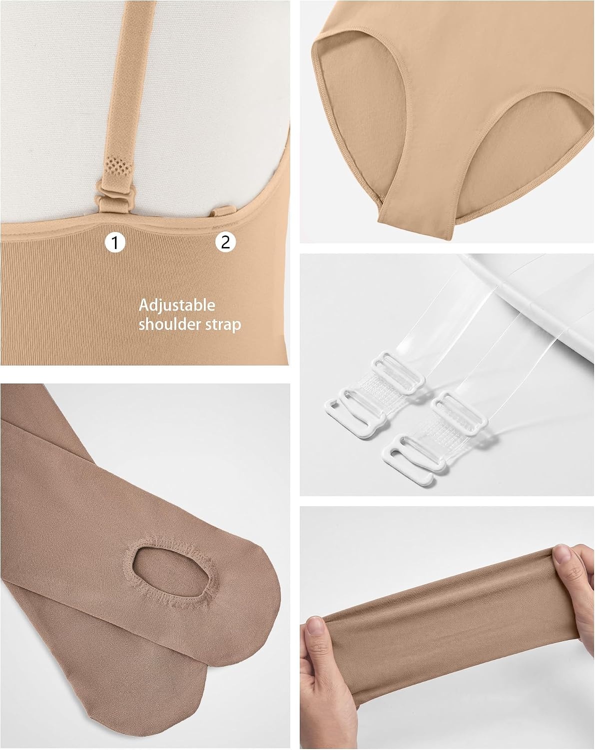 Stelle Girls Seamless Camisole Leotard with Convertible Tights | Both clothing-colored and clear detachable straps, 2-In-1 Convertible Tights, Fully lined front, High elasticity & durable(Rose Beige)