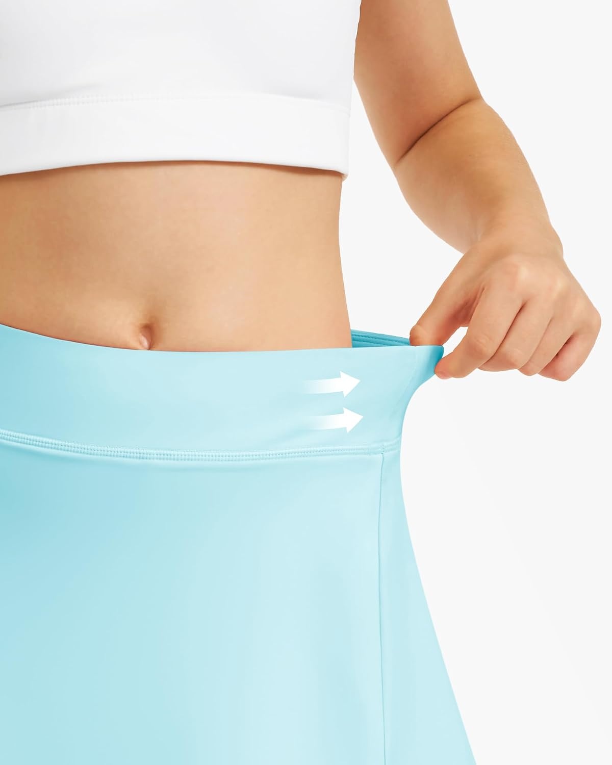 Stelle Girls A-Line Tennis Skort with Built-in Shorts for Sports Play(Aqua Blue)