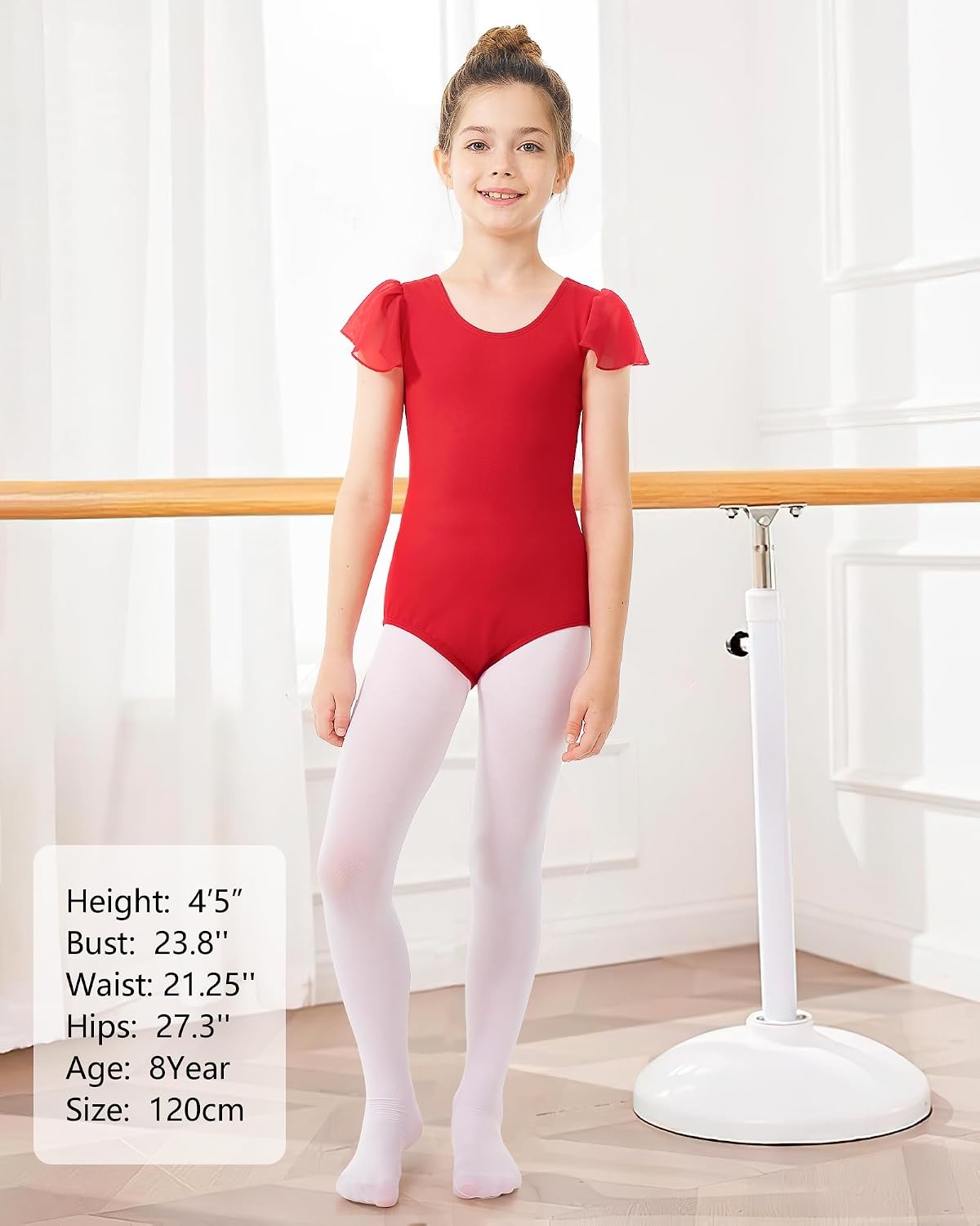 Stelle Girls Leotards Black Ballet Dance Leotards Ruffle Short Sleeve Gymnastics Outfits(Toddler/Little Kid/Big Kid)(Red)