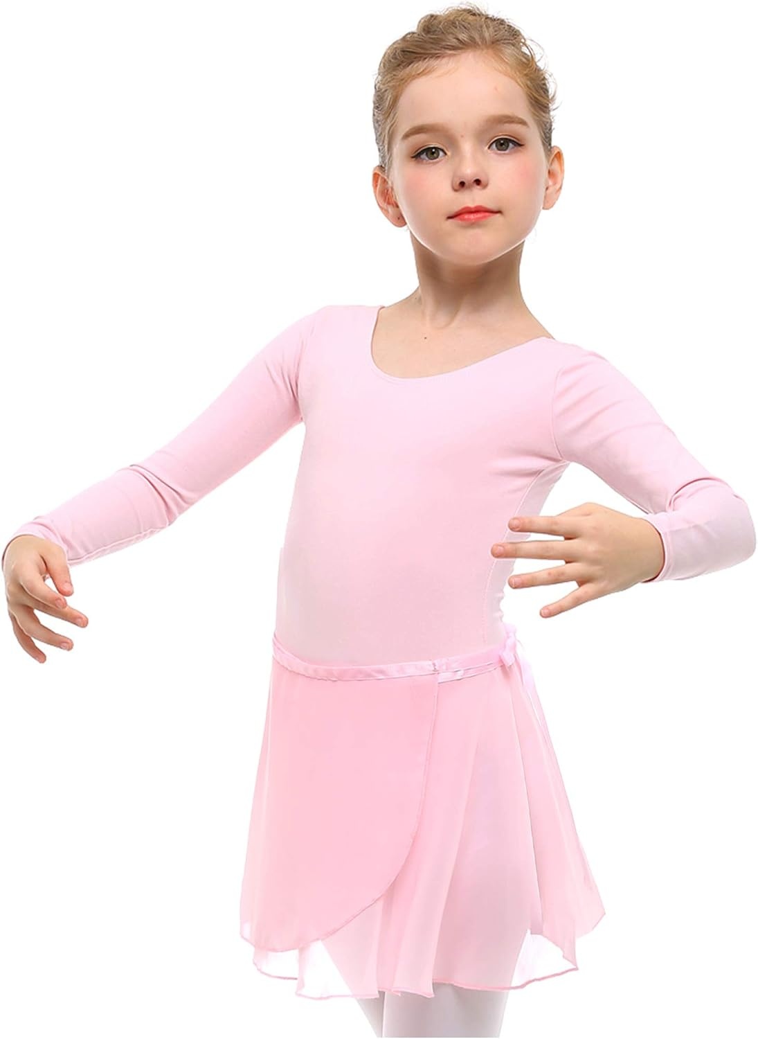 Stelle Girls Ballet Leotards Toddler Dance Combo with Skirt and Tights | Crew neck, Removable ballet skirt, Durable footed tights, Fully lined front, High elasticity & durable, Breathable(Ballet Pink)