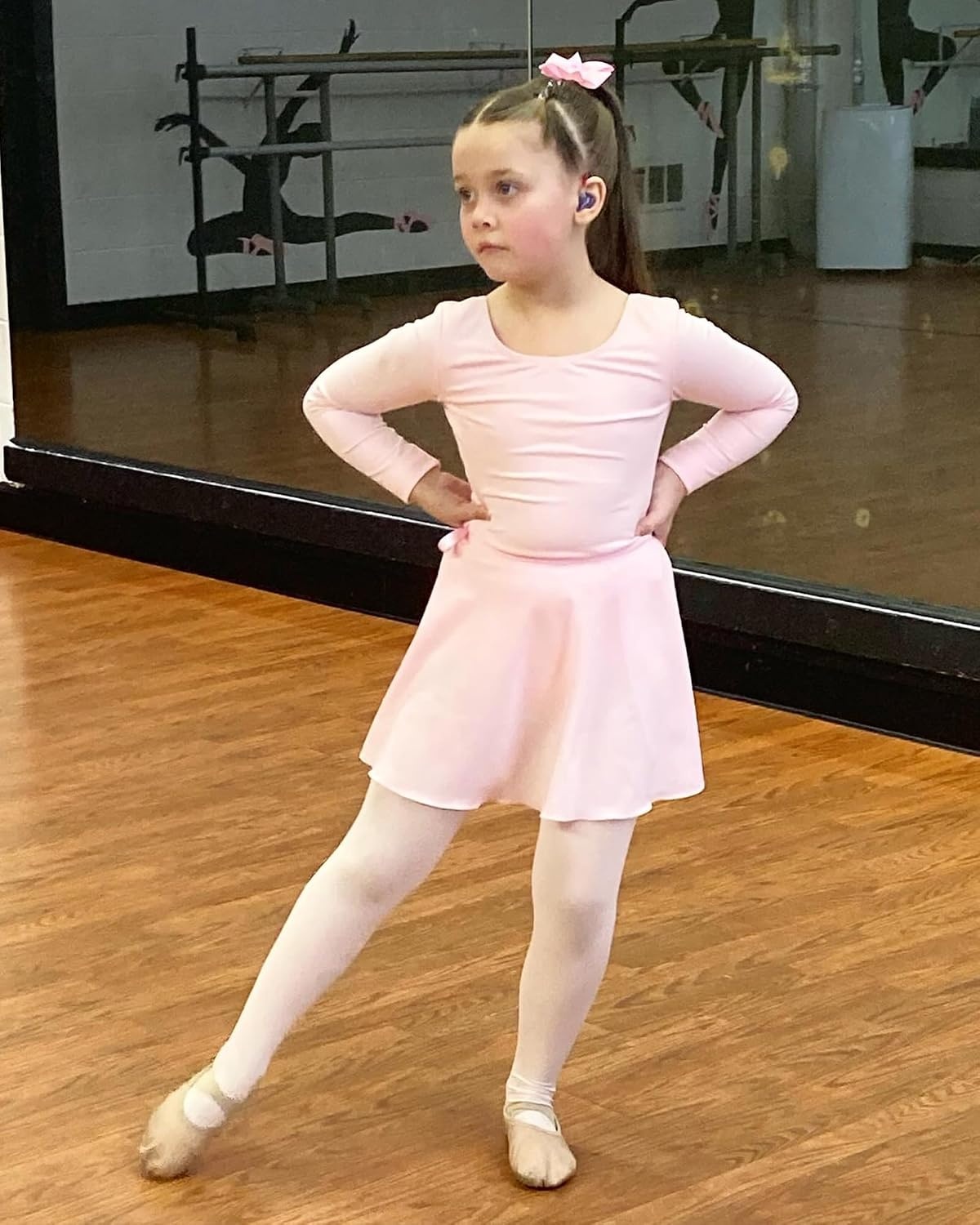 Stelle Girls Ballet Leotards Toddler Dance Combo with Skirt and Tights | Crew neck, Removable ballet skirt, Durable footed tights, Fully lined front, High elasticity & durable, Breathable(Ballet Pink)