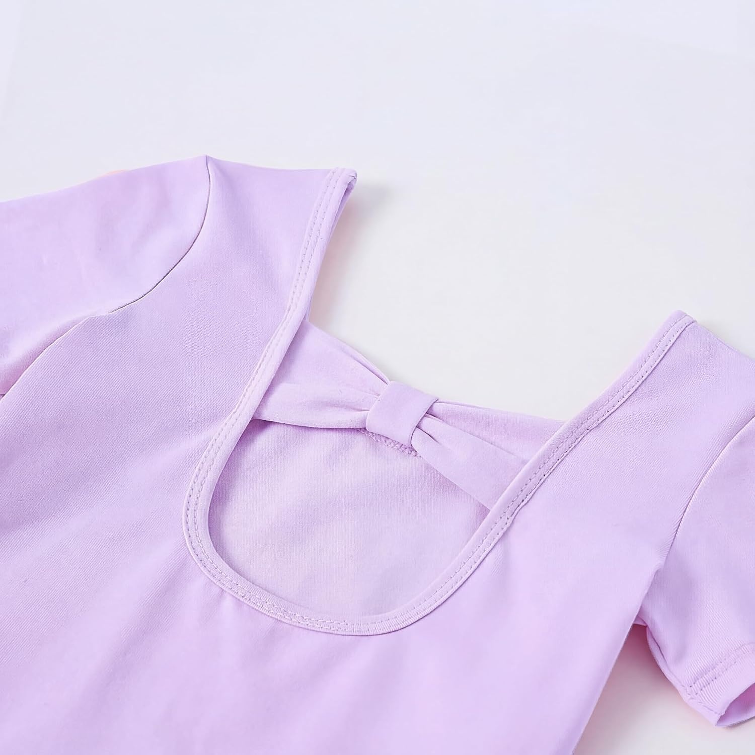 Stelle Ballet Leotards for Girls Toddler Ballet Outfit Dance Leotard Dress | Ballerina Outfit Dress, Criss-Cross & Bow Back, Soft Stretch Fabric, Short Sleeve, Dance Recital, Gymnastics, Performance(Style 2-lavender (Bow Back))