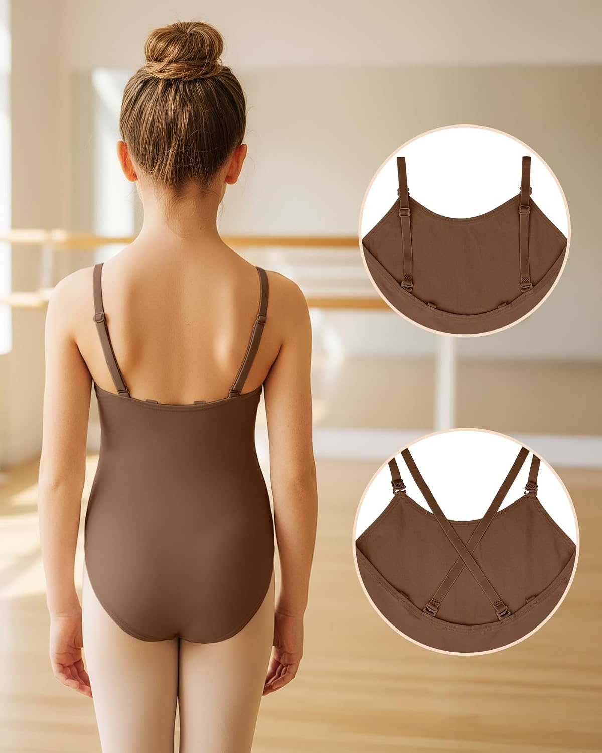 Stelle Girls Camisole Ballet Leotard Seamless Undergarment for Dance(Mocha)