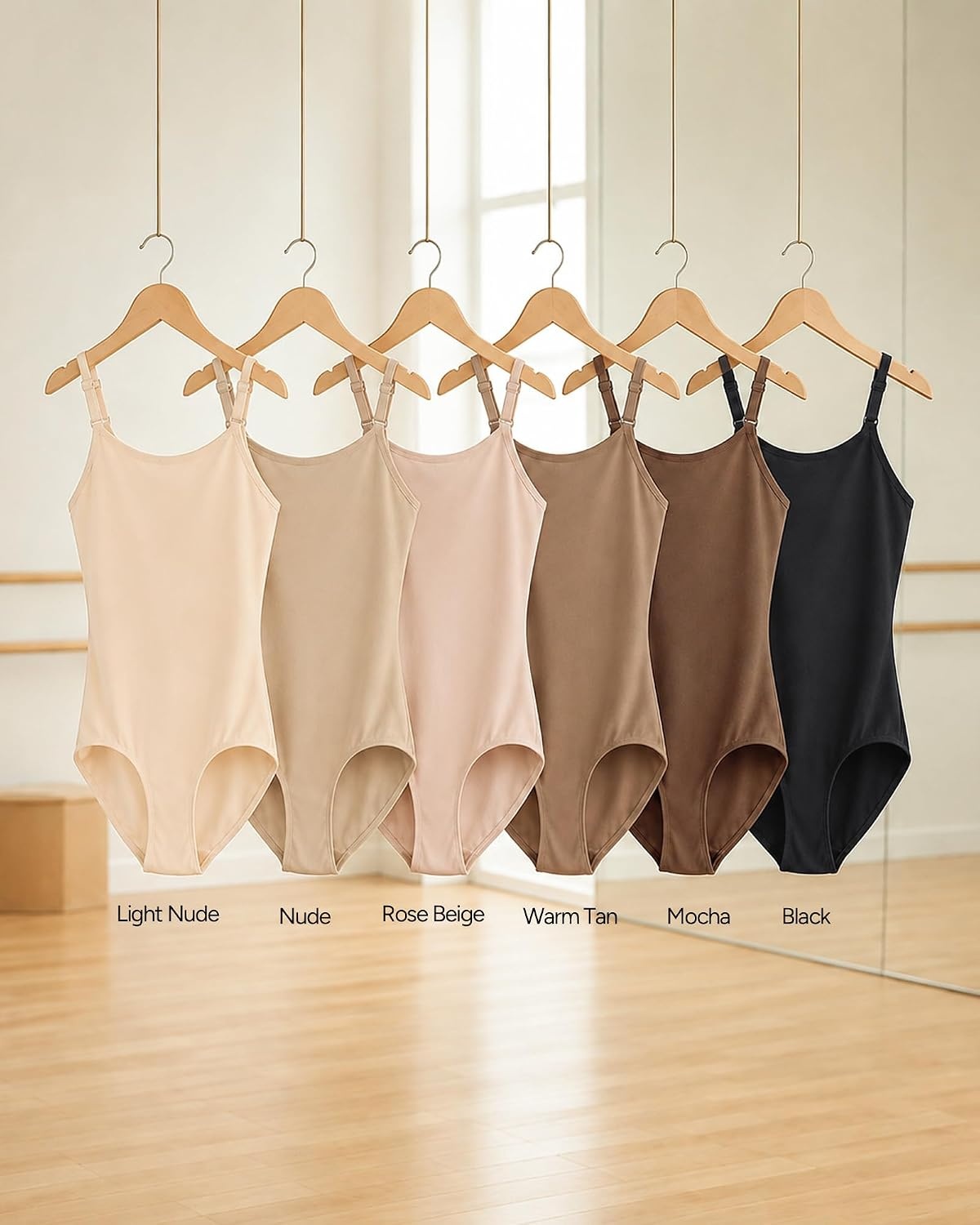 Stelle Girls Camisole Ballet Leotard Seamless Undergarment for Dance(Mocha)