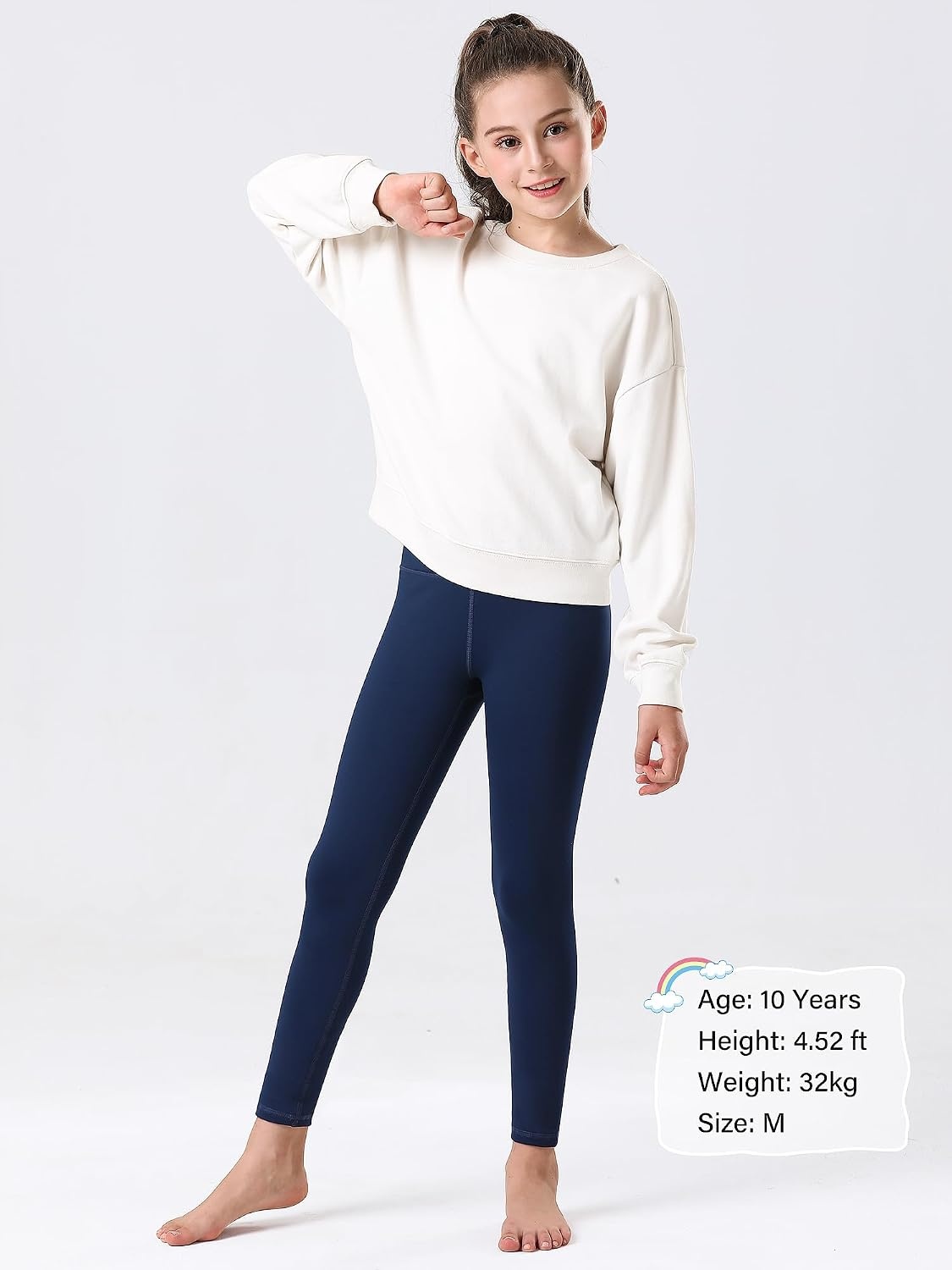 Stelle Girls Fleece Lined Leggings with Hidden Pocket High Waisted 2 Packs(A2-navy)