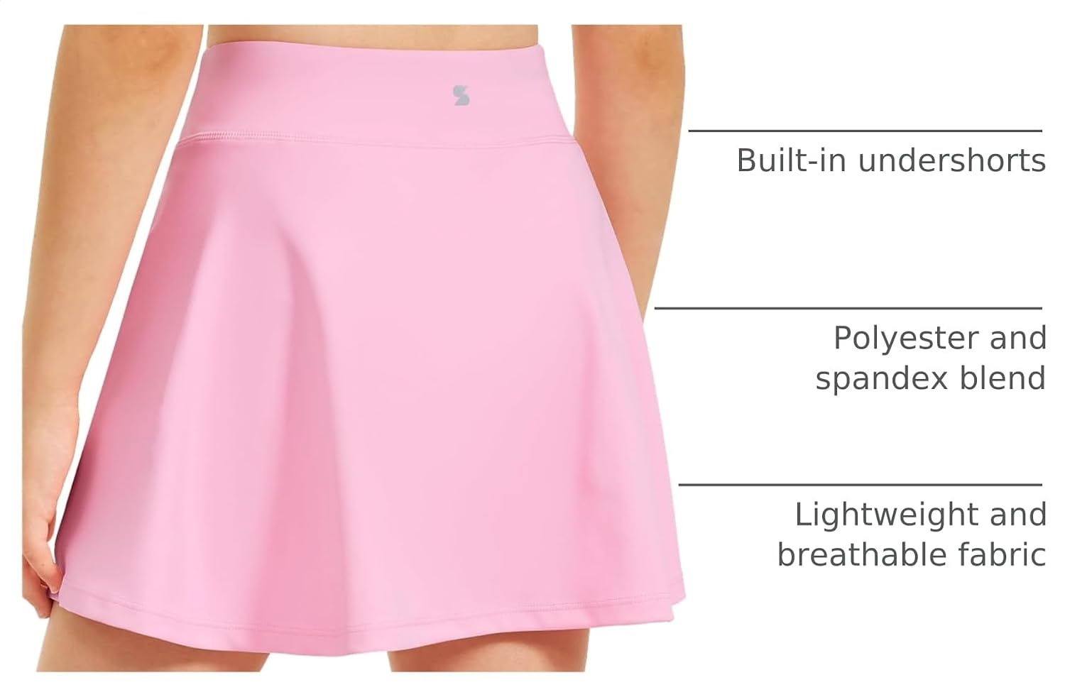 Stelle Girls A-Line Tennis Skort with Built-in Shorts for Sports Play(Cotton Candy)