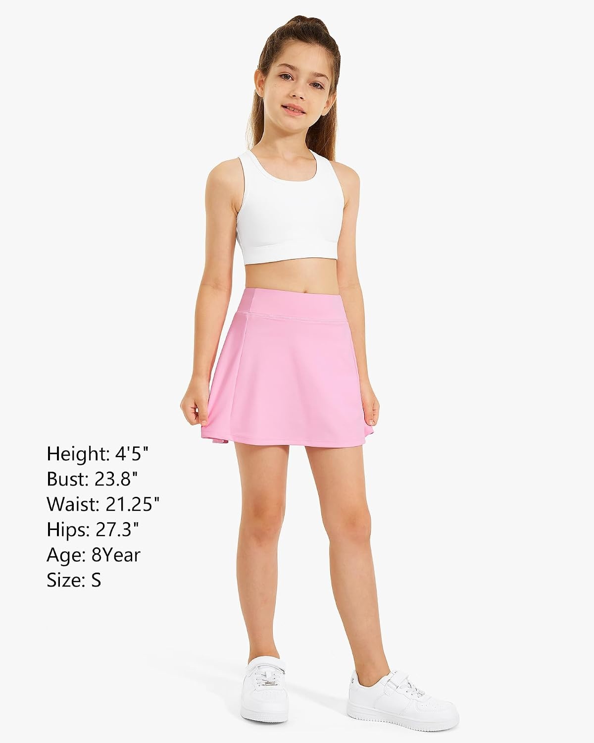 Stelle Girls A-Line Tennis Skort with Built-in Shorts for Sports Play(Cotton Candy)