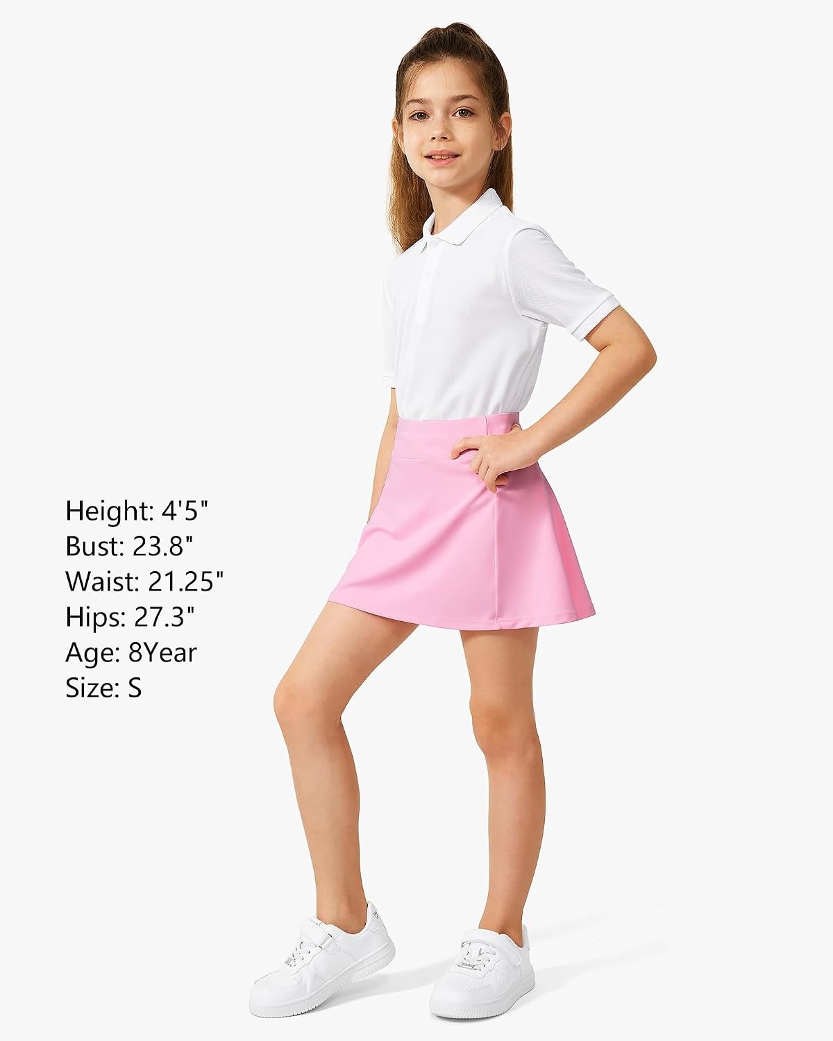 Stelle Girls A-Line Tennis Skort with Built-in Shorts for Sports Play(Cotton Candy)