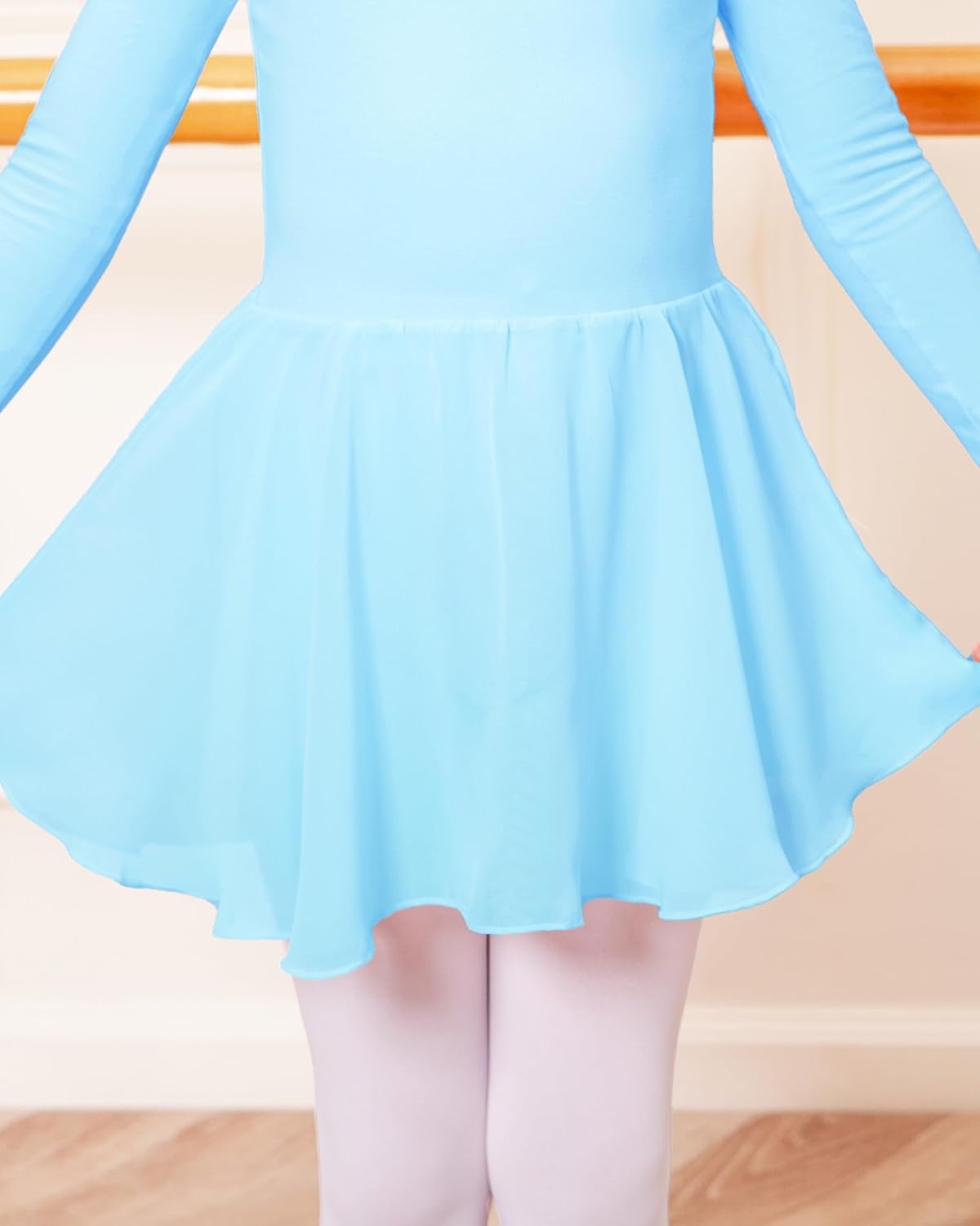 Stelle Ballet Leotards for Girls Long Sleeve Toddler Dance Leotard Outfits with Skirt Classic(Little/Big Kid)(Pool Blue)