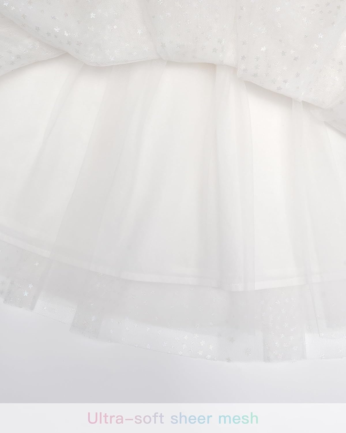 Stelle Girls Tutu Skirt 5 Layers Fluffy Tulle Dance Ballet Skirt Princess Birthday Party Costume(White)