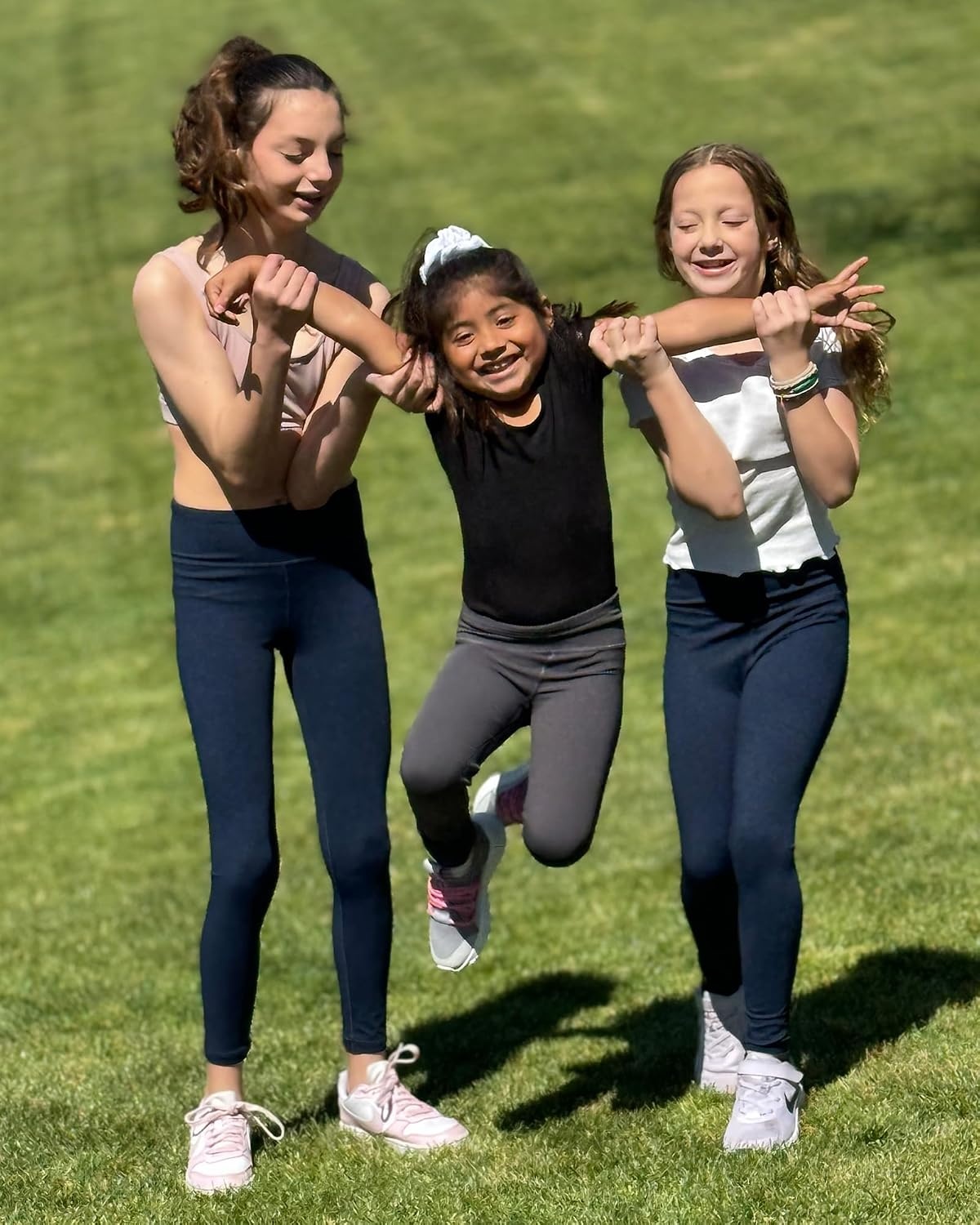 Stelle Girls Leggings with Hidden Pocket for Kids Dance Yoga Athletic Pants | High-rise waistband,Soft 4-way stretch,Moisture-wicking,Non see-through for dance,gymnastics,yoga,running and daily wear(Black+charcoal+pink)