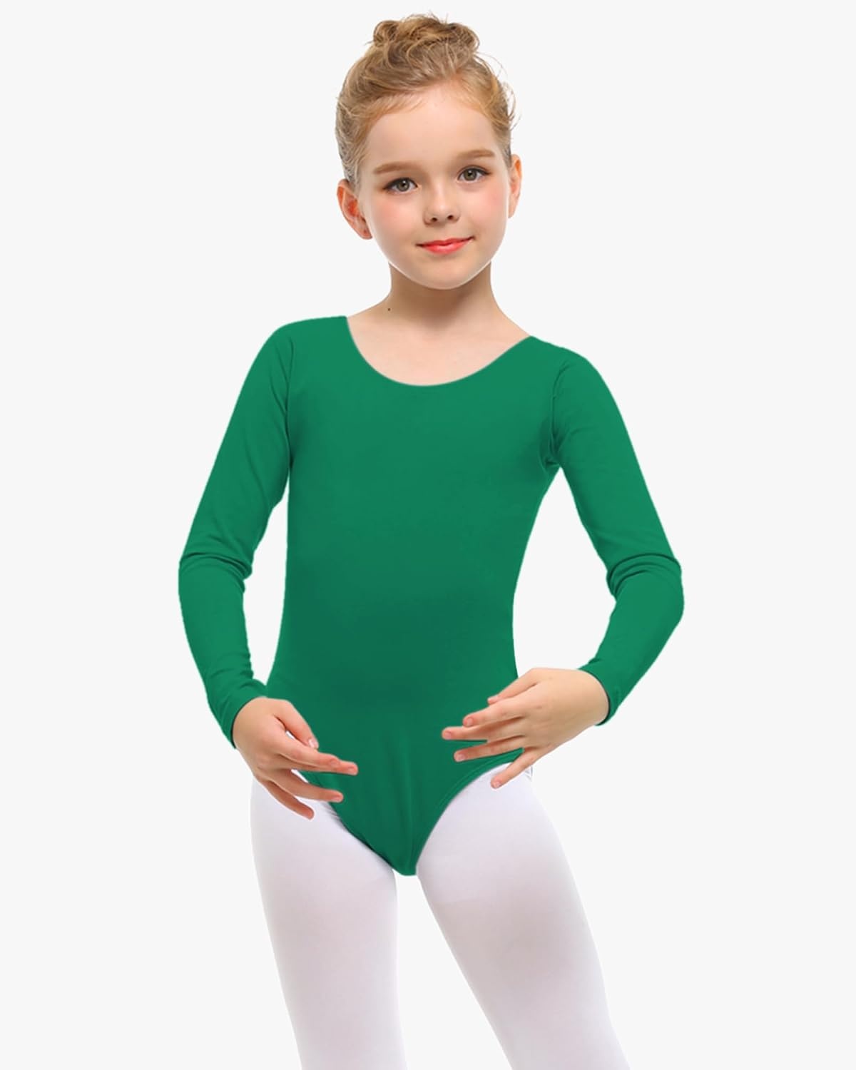Stelle Long Sleeve Ballet Leotards for Girls Dance Leotard Gymnastics Ballet Outfits (Toddler/Little Kid/Big Kid)(Green)