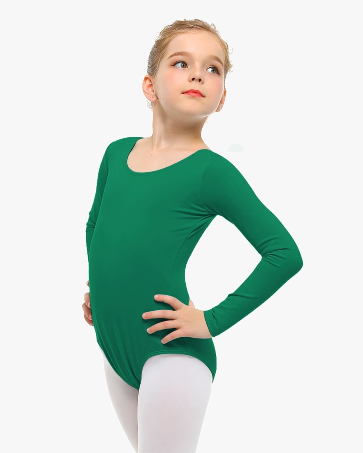 Stelle Long Sleeve Ballet Leotards for Girls Dance Leotard Gymnastics Ballet Outfits (Toddler/Little Kid/Big Kid)(Green)