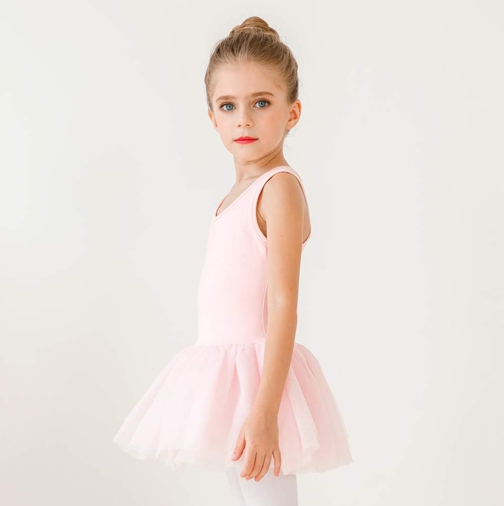 Stelle Ballet Leotards for Girls with Tutu Skirt Ballerina Dance Costumes(Ballet Pink (Tank Top))