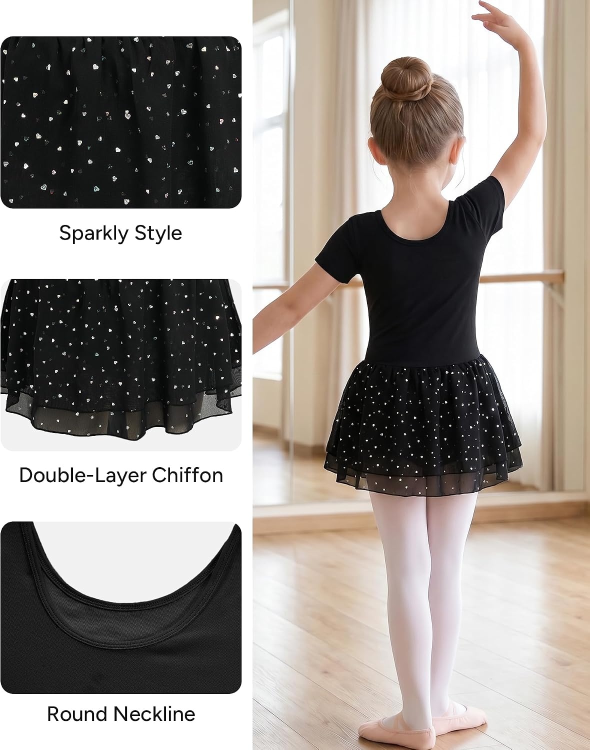 Stelle Ballet Leotards for Girls Toddler Dance Ballerina Costumes Dresses(Black)