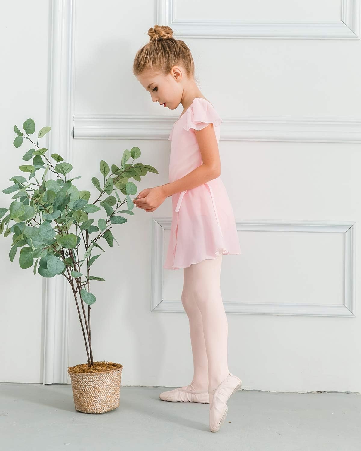Stelle Girls Ballet Leotards Toddler Dance Combo with Skirt and Tights | Crew neck, Removable ballet skirt, Durable footed tights, Fully lined front, High elasticity & durable, Breathable(3-ballet Pink (Ruffle Sleeve))