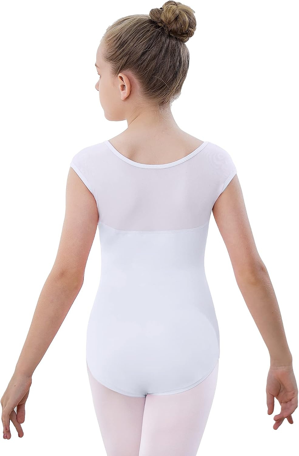 Stelle Girls Ballet Leotards Cotton Mesh Cap Sleeve for Dance Class | Breathable cotton, Mesh shoulders, Inner lining, Ballet, Dance, Gymnastics, Toddler, Little Big Kids, Performance, Ballerina(White (Mesh Cap Sleeves))