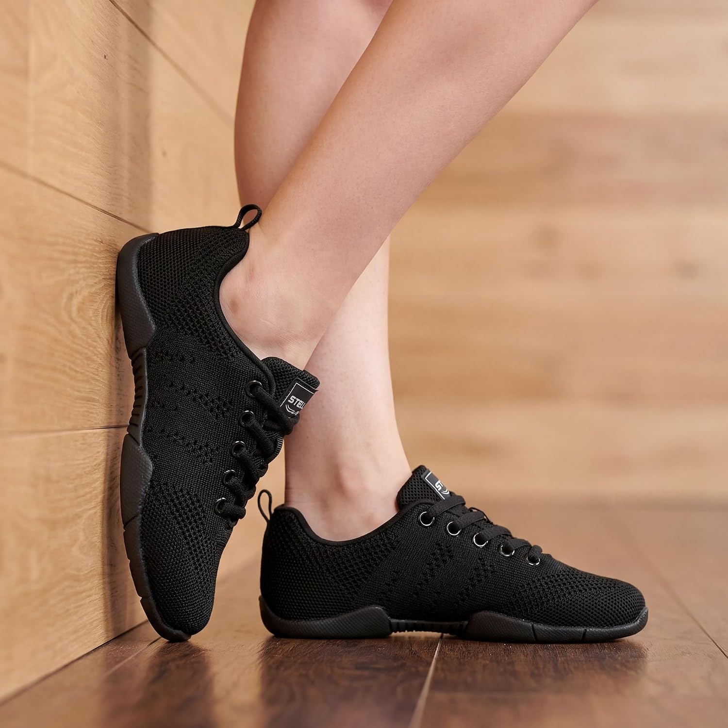 Stelle Cheer Shoes Girls and Women Lightweight Sneakers(Black)