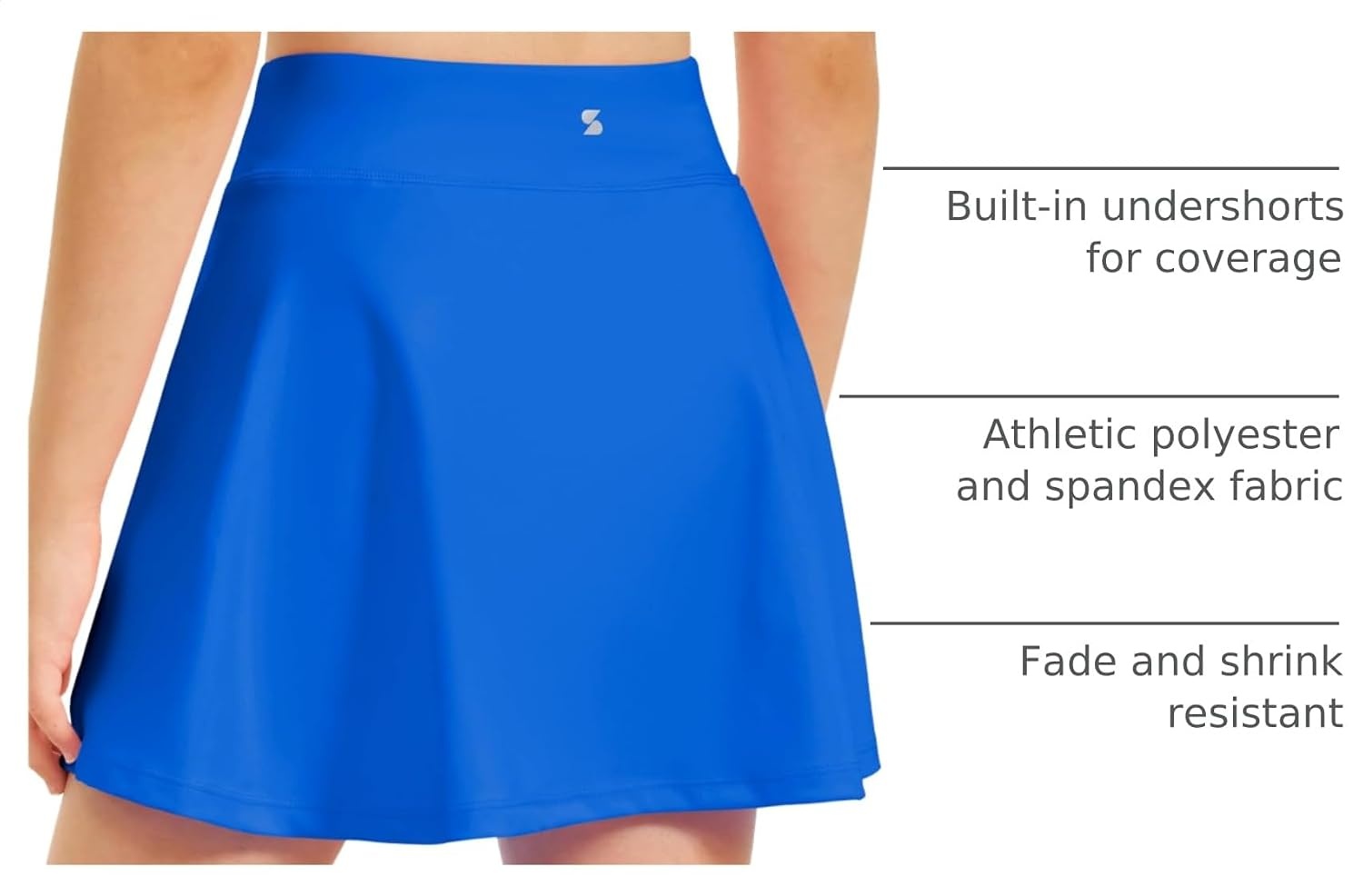 Stelle Girls A-Line Tennis Skort with Built-in Shorts for Sports Play(Sapphire)