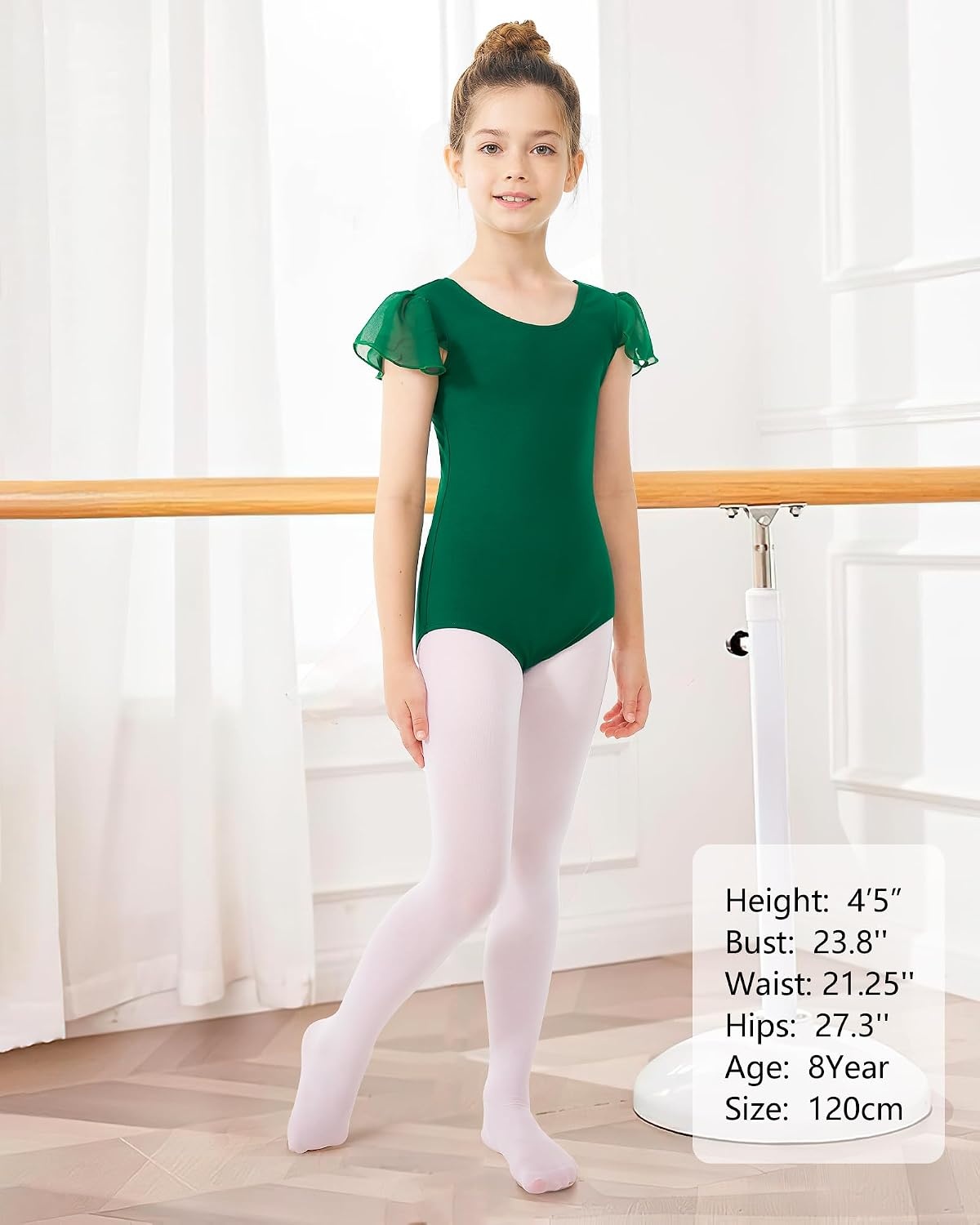 Stelle Girls Ballet Leotard Ruffle Short Sleeve for Dance Gymnastics | Scoop neckline, Soft stretch fabric, Breathable comfort, Leotard for girls, Ballet class, Gymnastics, Dance recital(Green)