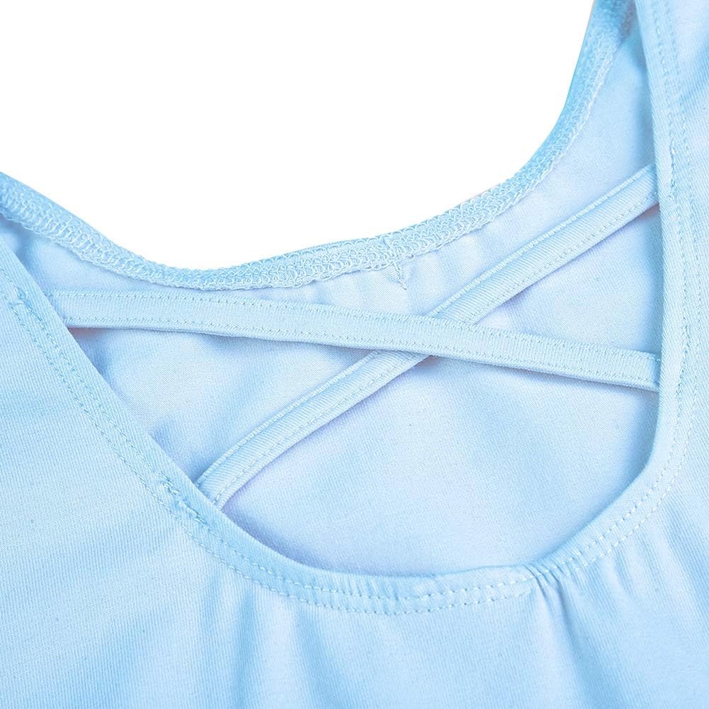Stelle Ballet Leotards for Girls Toddler Ballet Outfit Dance Leotard Dress | Ballerina Outfit Dress, Criss-Cross & Bow Back, Soft Stretch Fabric, Short Sleeve, Dance Recital, Gymnastics, Performance(Style 1-blue(cross Back))