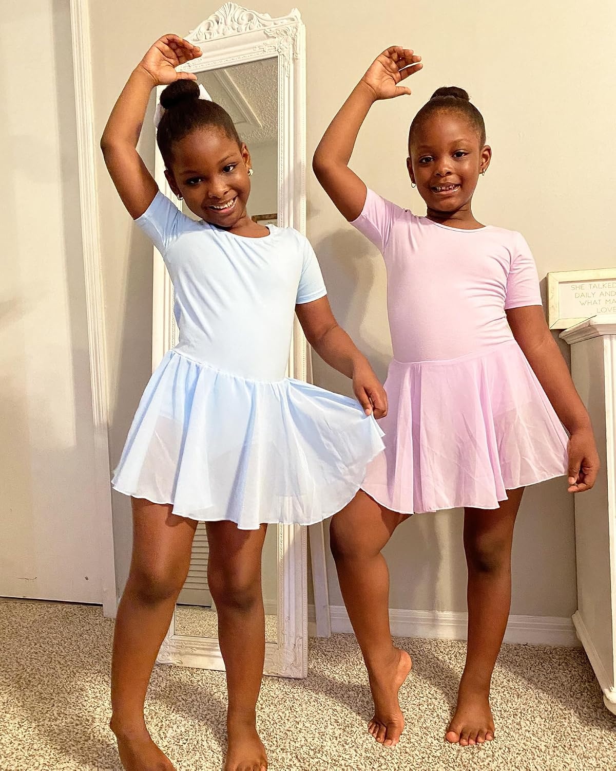 Stelle Ballet Leotards for Girls Toddler Ballet Outfit Dance Leotard Dress | Ballerina Outfit Dress, Criss-Cross & Bow Back, Soft Stretch Fabric, Short Sleeve, Dance Recital, Gymnastics, Performance(Style 1-blue(cross Back))