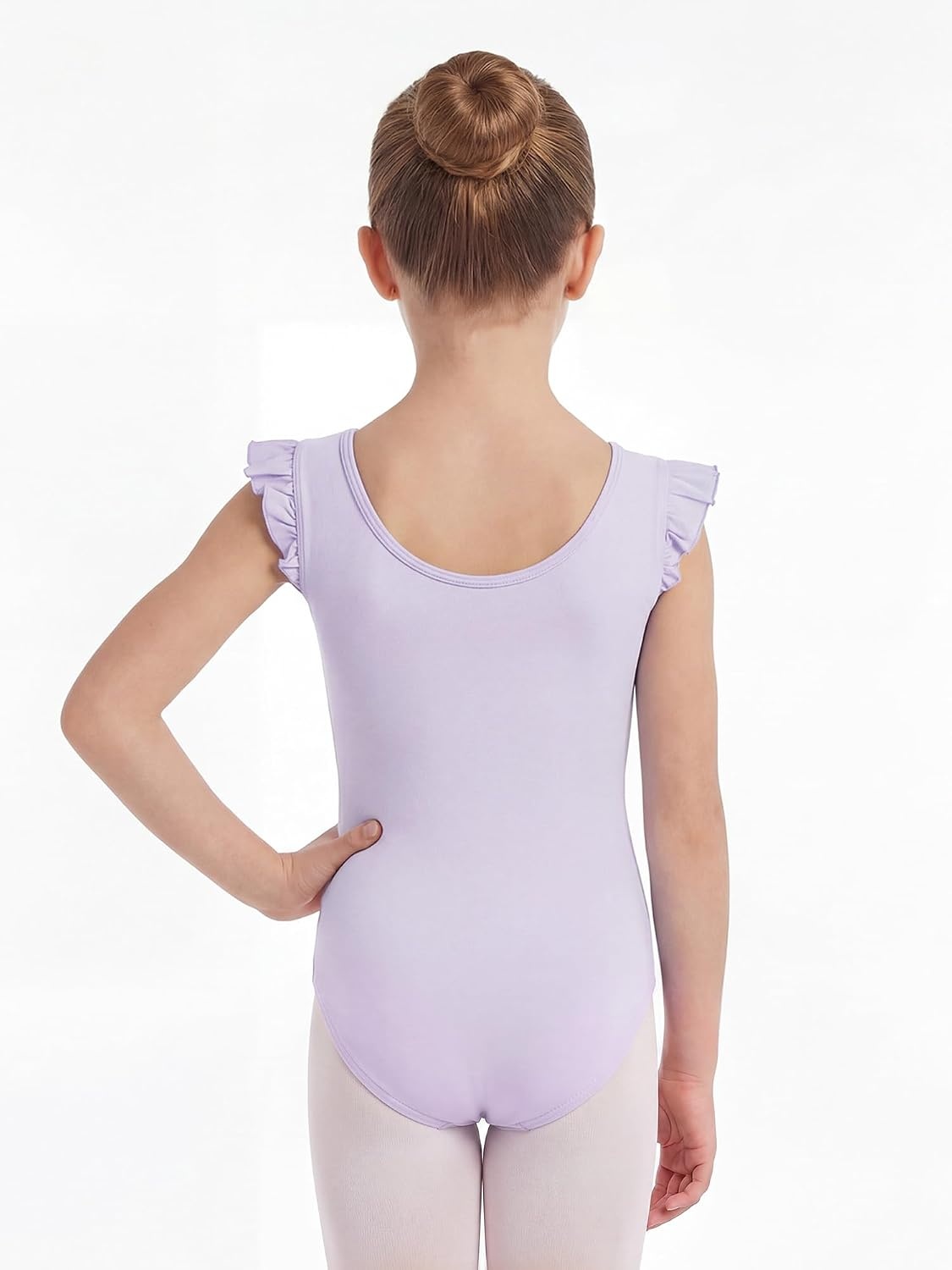 Stelle Ballet Leotards for Girls Ruffle Sleeve Gymnastics Dancewear 2-14Y(Lavender)