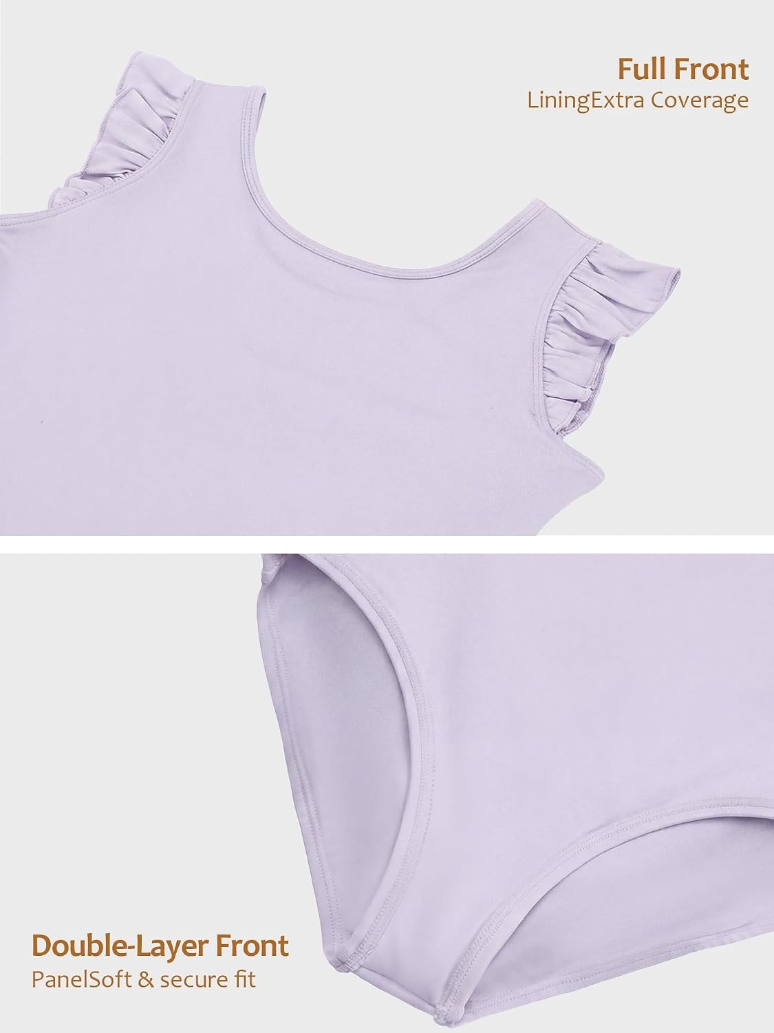 Stelle Ballet Leotards for Girls Ruffle Sleeve Gymnastics Dancewear 2-14Y(Lavender)