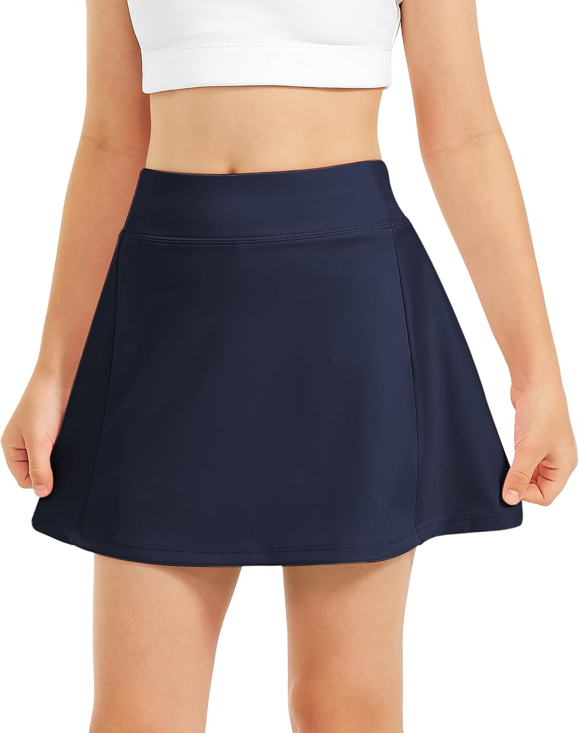 Stelle Girls A-Line Tennis Skort with Built-in Shorts for Sports Play | Lightweight fabric, Elastic waistband, Free movement, Tennis, Golf, Pickleball, School activities(Navy)