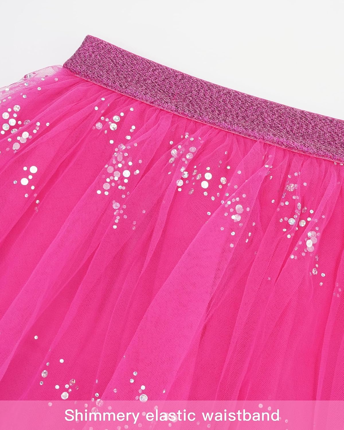 Stelle Tutu for Girls Sequin Skirt with Elastic Waist Layered Tulle Ballet Dance Princess Dress Birthday Outfit(Hot Pink)