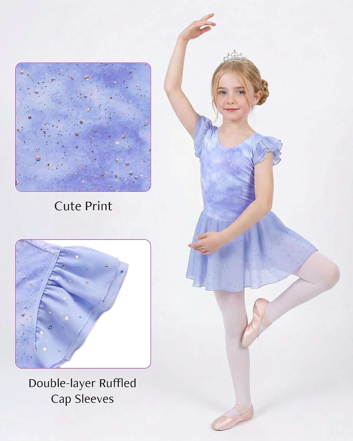 Stelle Ballet Leotards for Girls Toddler Dance Leotard Gymnastic Outfits(Cloudburst Purple)