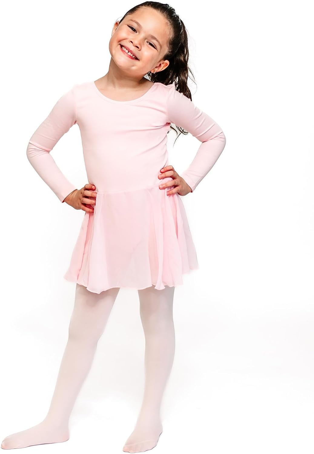 Stelle Ballet Leotards for Girls Long Sleeve Toddler Dance Leotard Outfits(Ballet Pink)