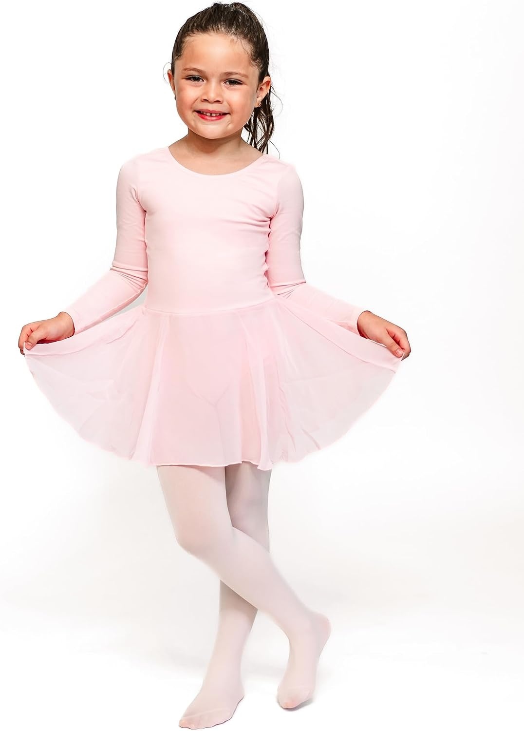 Stelle Ballet Leotards for Girls Long Sleeve Toddler Dance Leotard Outfits(Ballet Pink)