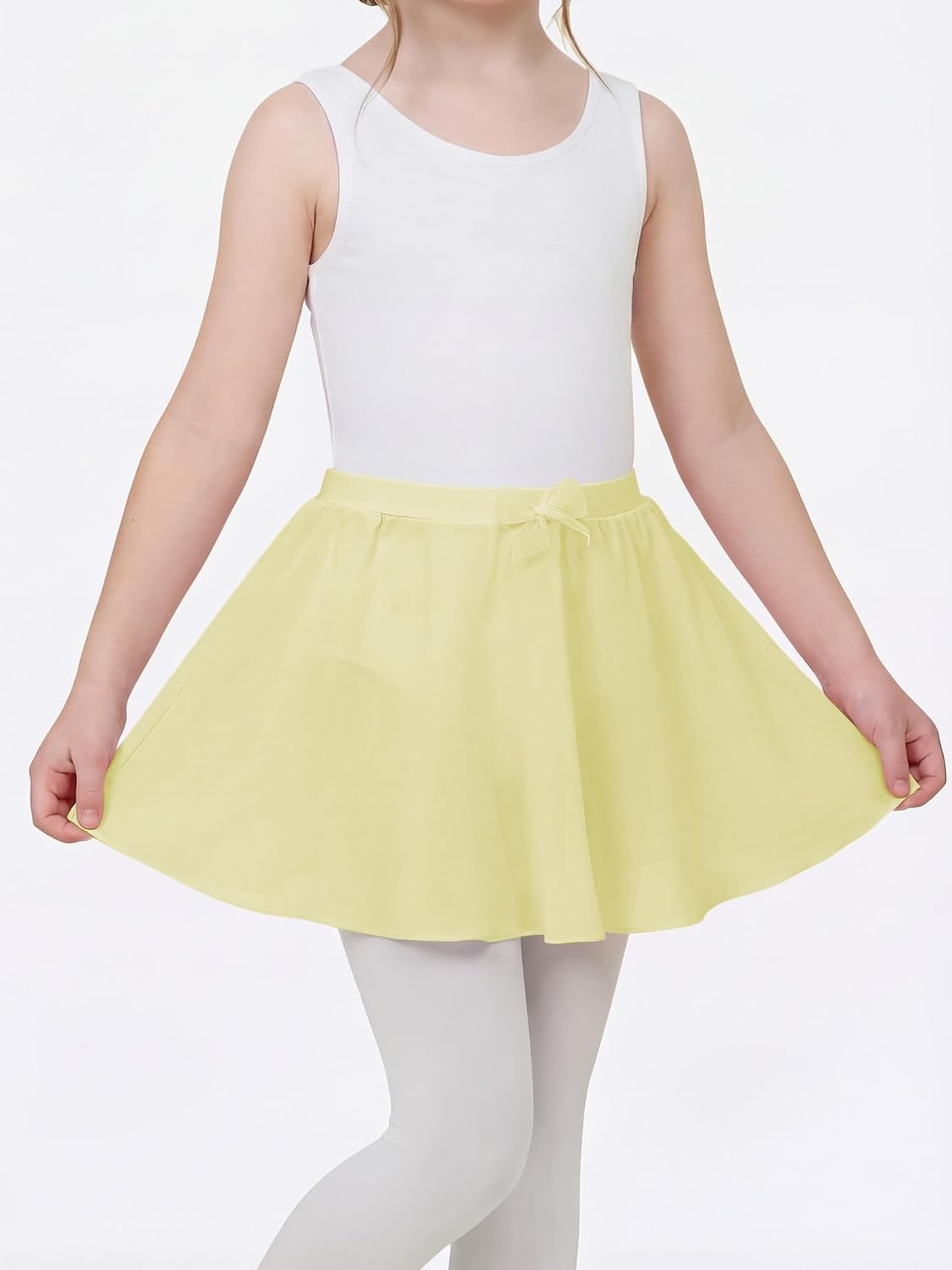 Stelle Girls Ballet Skirt Chiffon Wrap Dance Skirt Mesh Pull-On Skirt(Lemon Butter)
