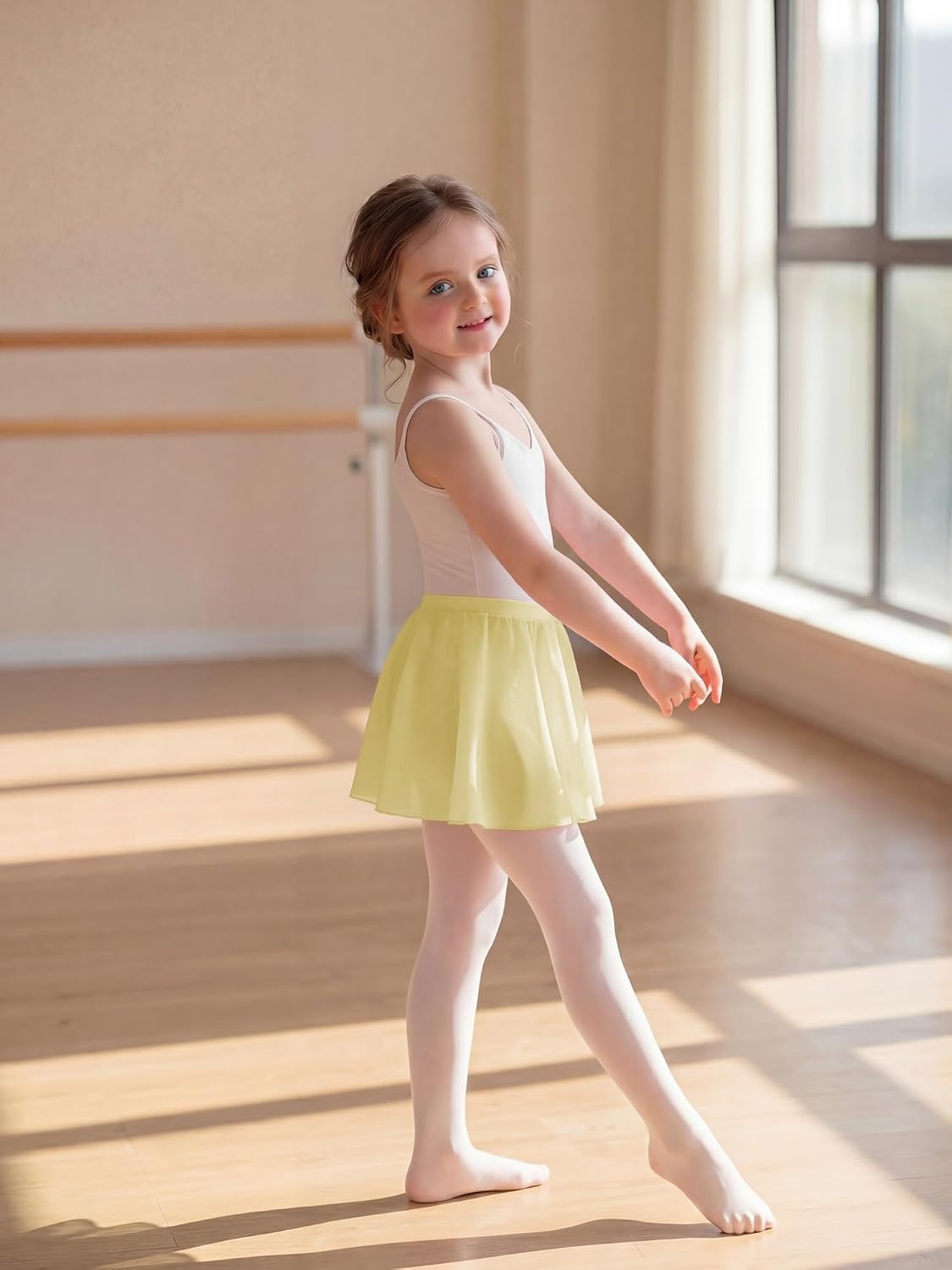 Stelle Girls Ballet Skirt Chiffon Wrap Dance Skirt Mesh Pull-On Skirt(Lemon Butter)