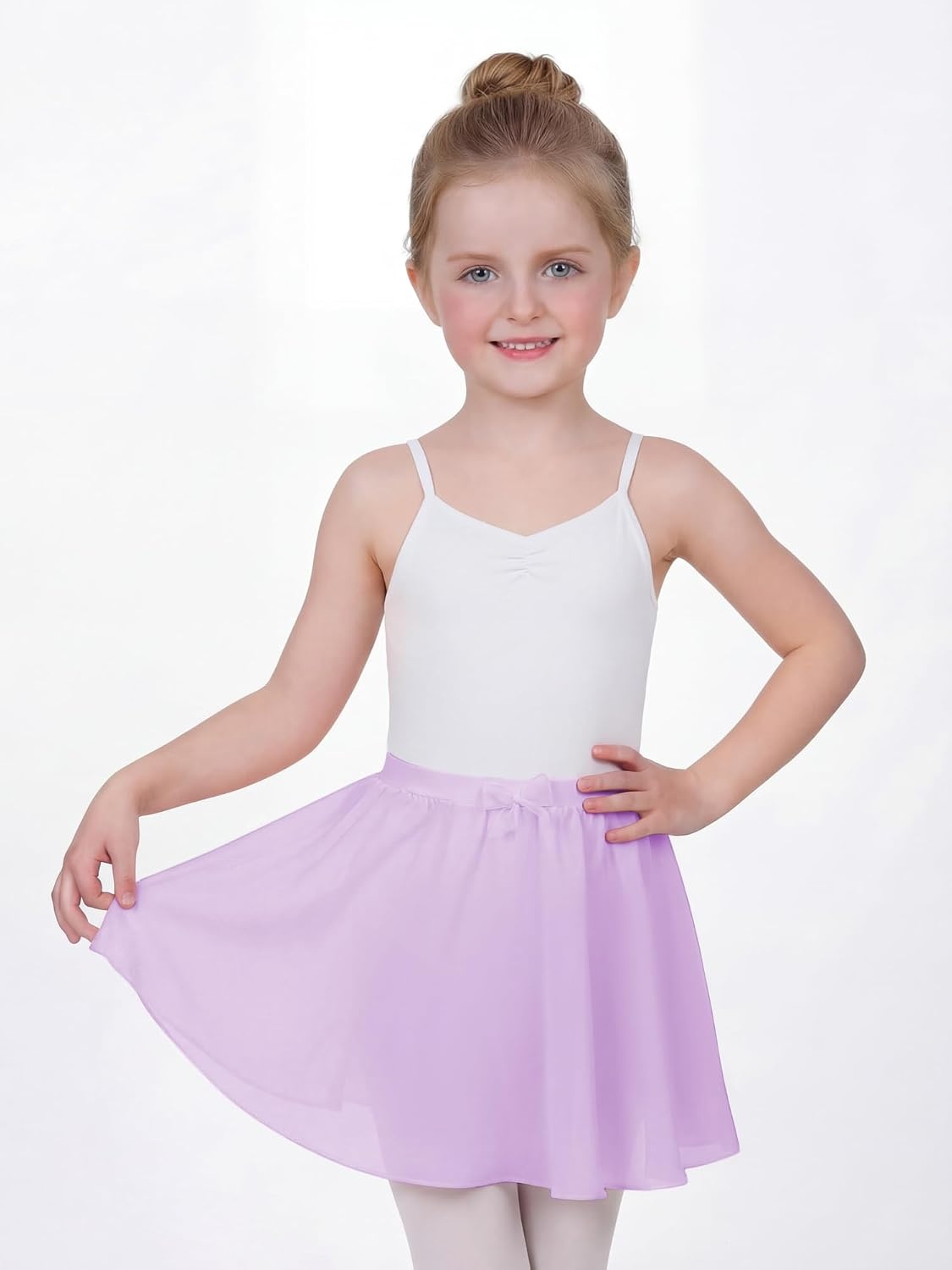 Stelle Girls Ballet Skirt Chiffon Wrap Dance Skirt Mesh Pull-On Skirt(Lavender)