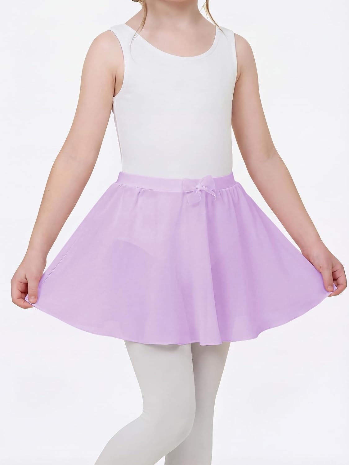 Stelle Girls Ballet Skirt Chiffon Wrap Dance Skirt Mesh Pull-On Skirt(Lavender)