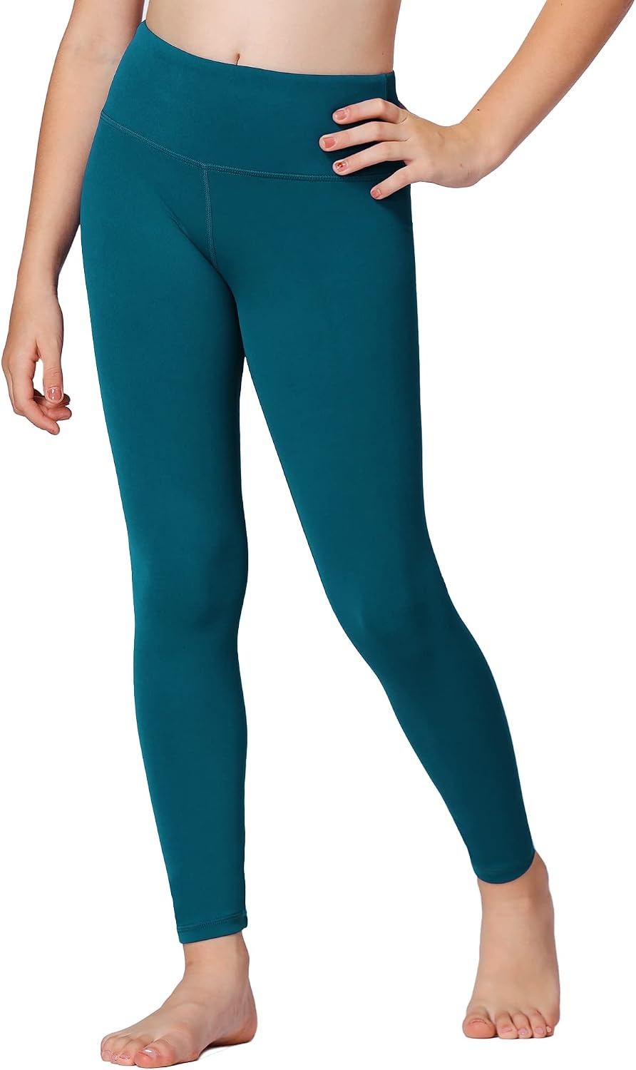 Stelle Girls Athletic Leggings Kids Dance Workout Running Yoga Pants with Hidden Pocket(Dark Teal)