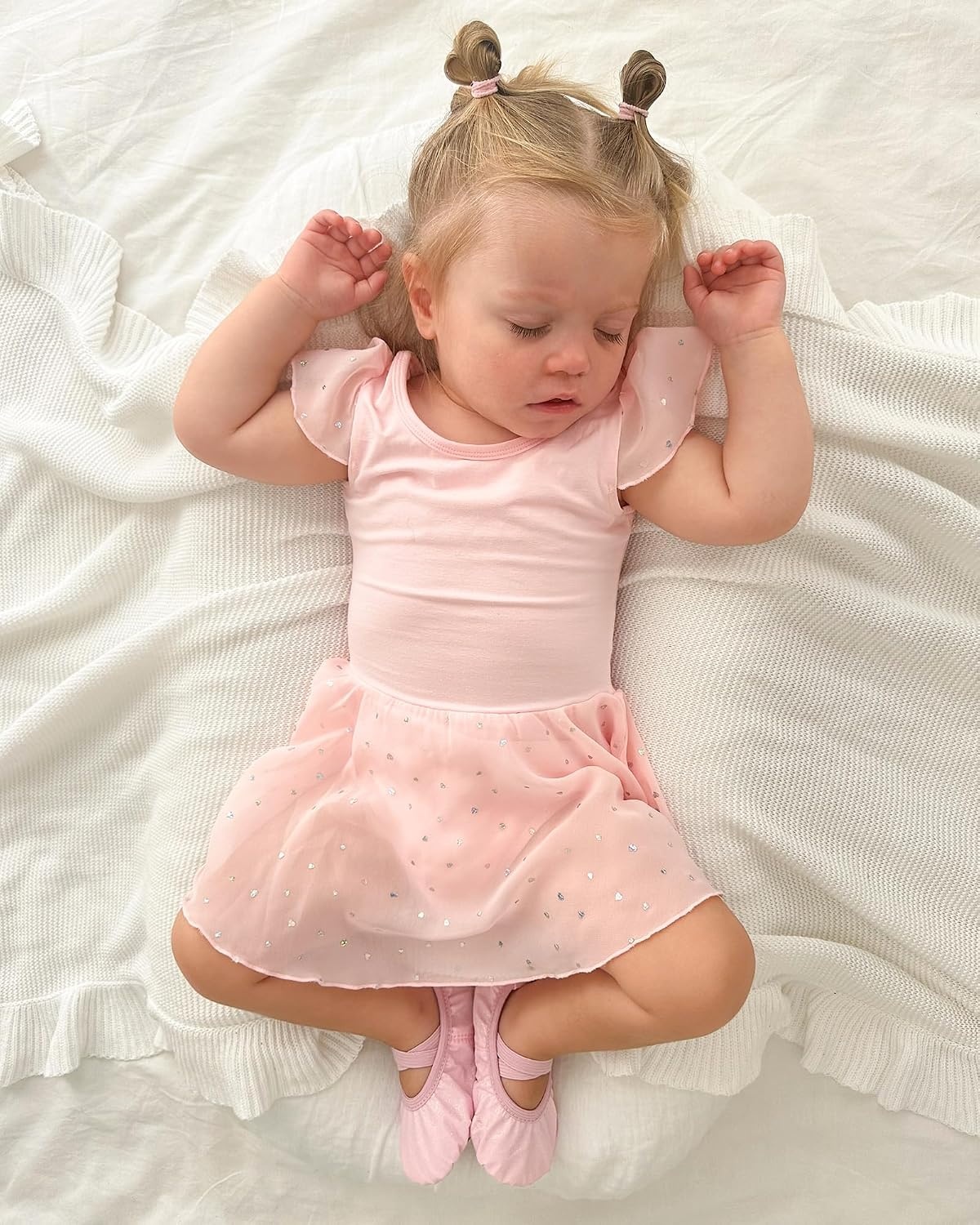 Stelle Ballet Leotards for Girls Dance Leotard with Skirt Toddler Pink Ballet Outfit Ruffle Sleeve Kids Dance Dress(1-ballet Pink(shiny Skirt))