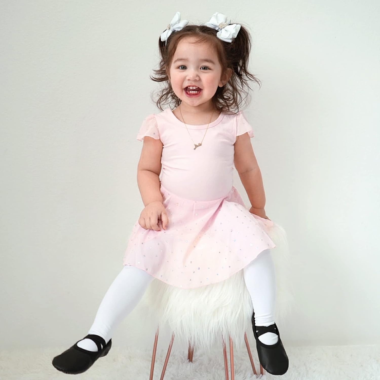 Stelle Ballet Leotards for Girls Dance Leotard with Skirt Toddler Pink Ballet Outfit Ruffle Sleeve Kids Dance Dress(1-ballet Pink(shiny Skirt))