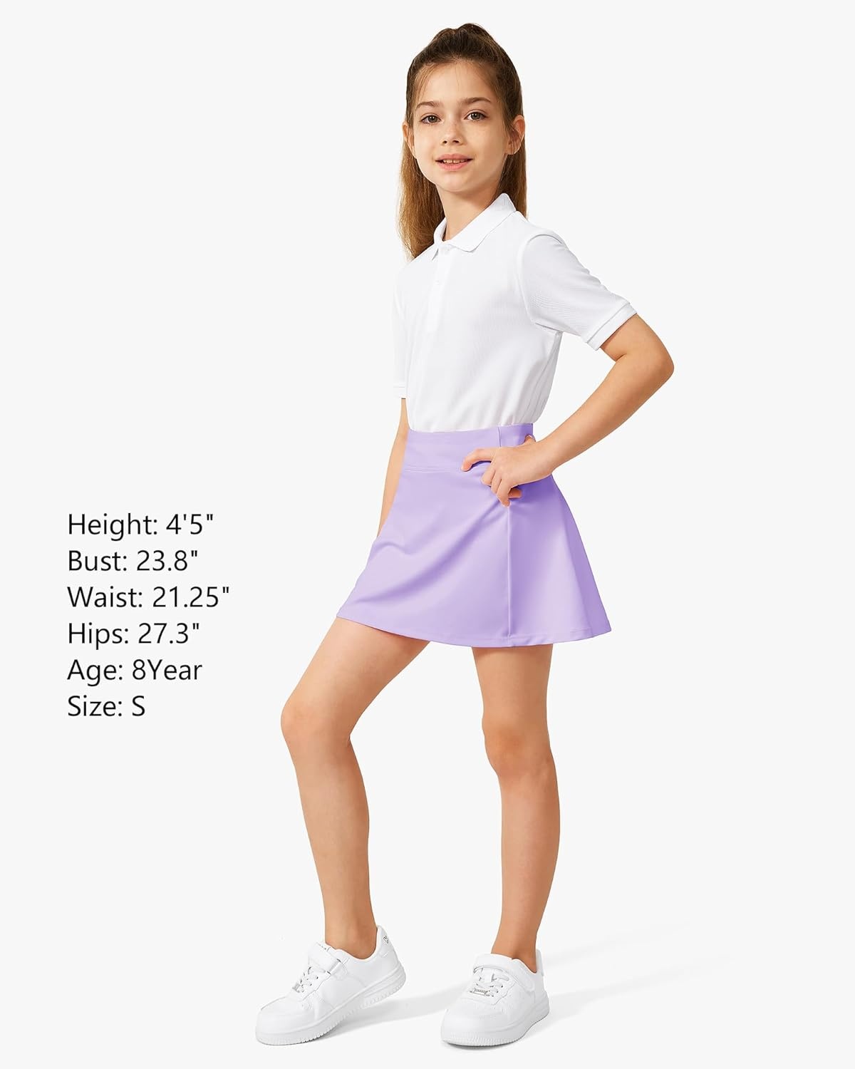 Stelle Girls Tennis Skirts with Pockets Athletic Skorts Inner Shorts High Waisted Sports Golf Running Skirt(Lilac)