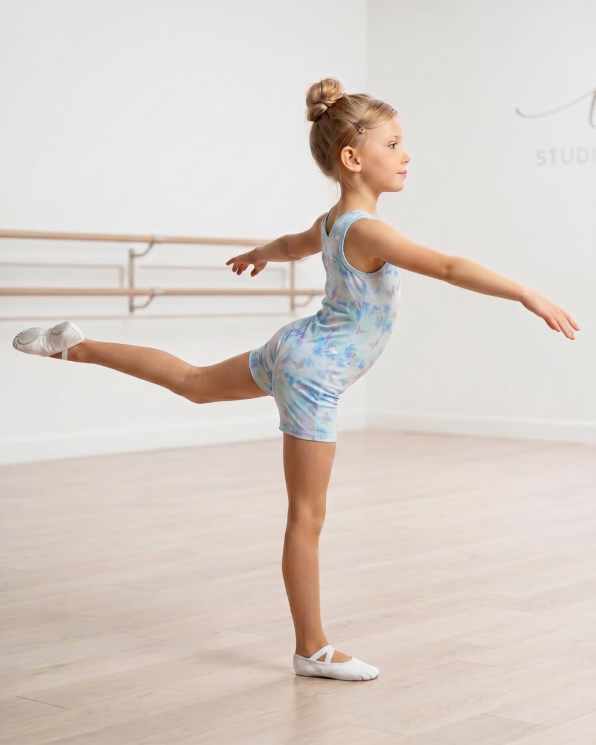 Stelle Gymnastics Leotards for Girls Sleeveless Biketard Dance Leotard Tumbling Outfits(Butterfly Mist)