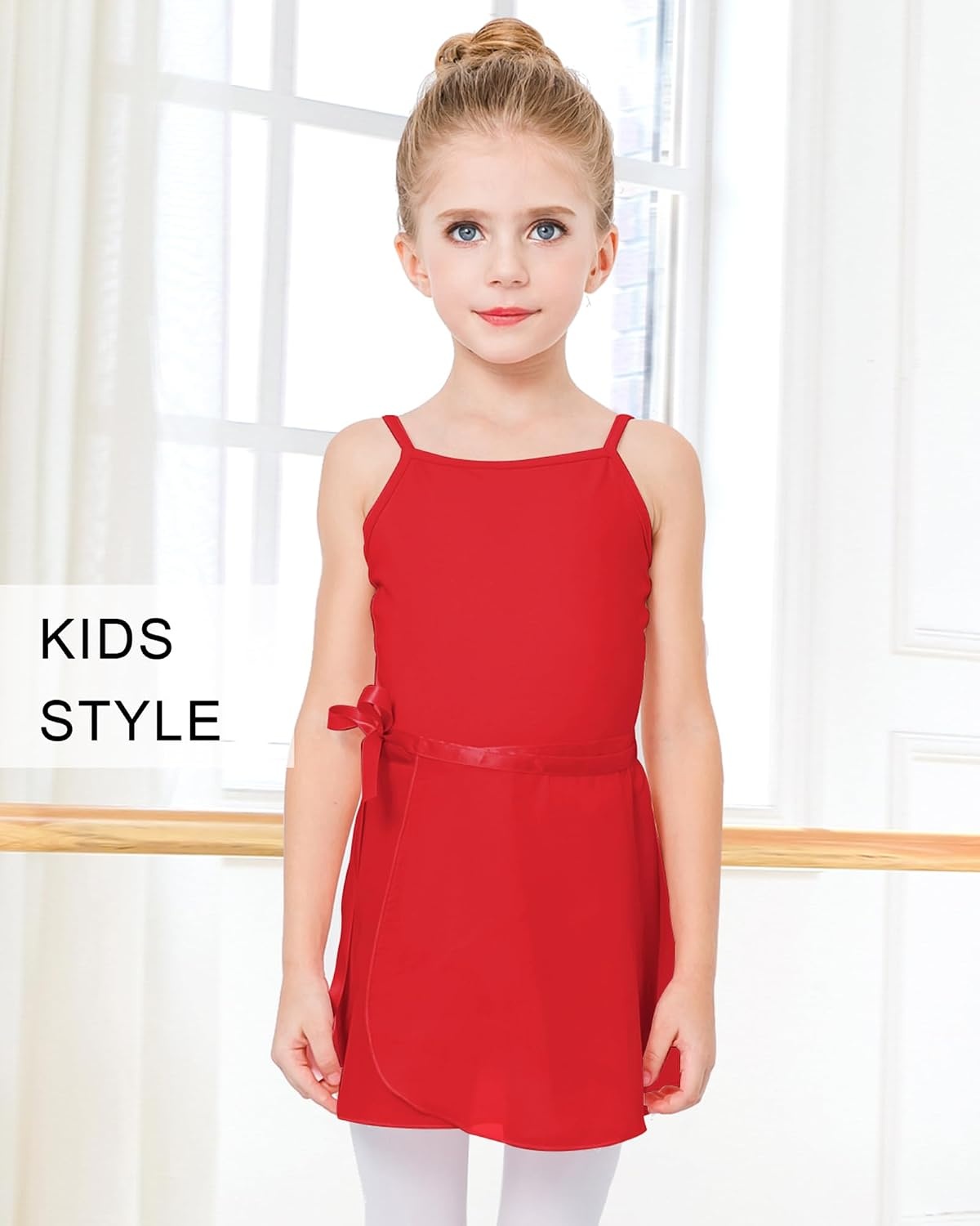 Stelle Ballet Skirts for Girls Toddler Dance Skirt Chiffon Kids Ballet Wrap Skirts(02-red (Adjustable Tie))